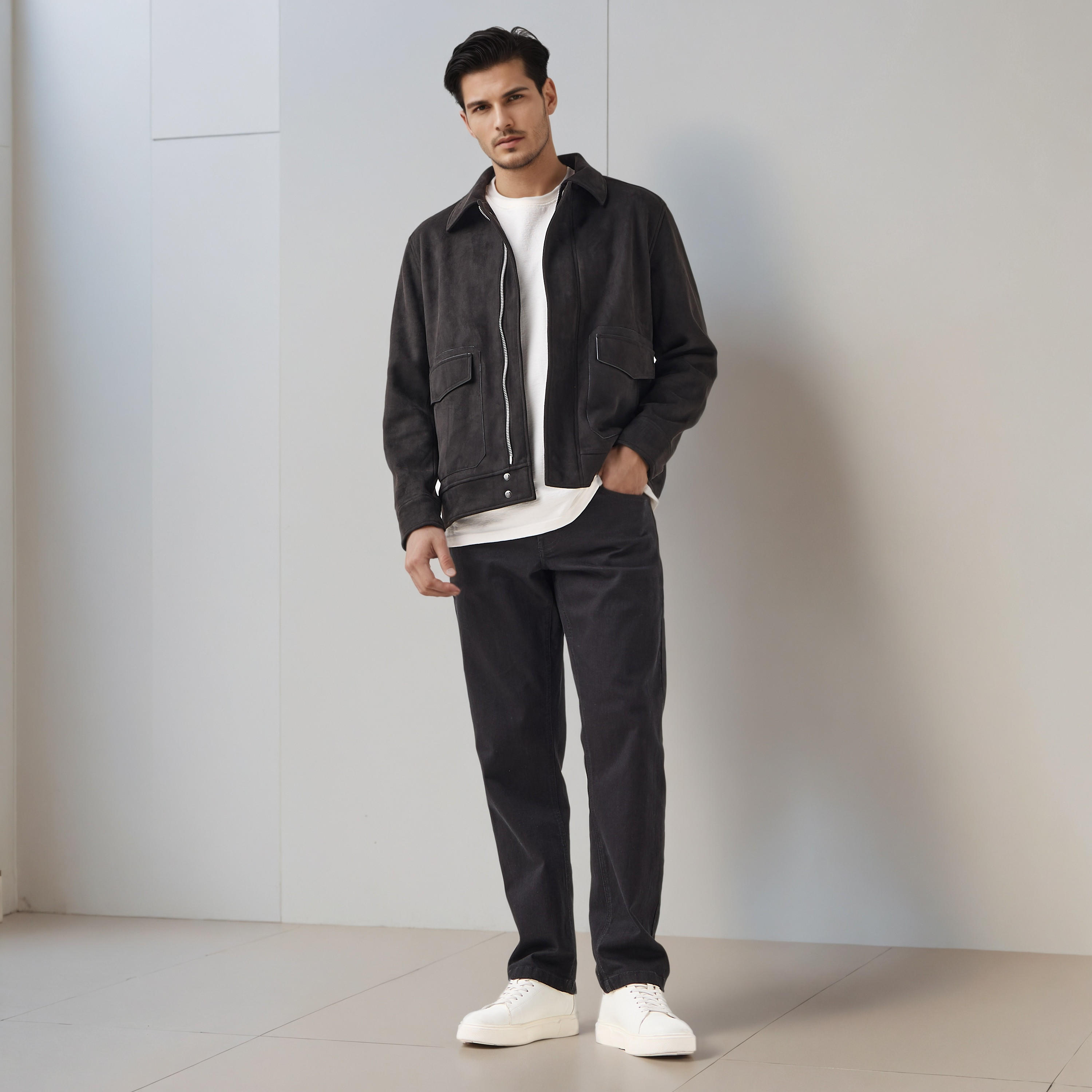 جاكيت بايكر بسحاب وقصة عادية للرجال من آيكونيك-men-clothing-jacketsandblazers-jackets-image-5