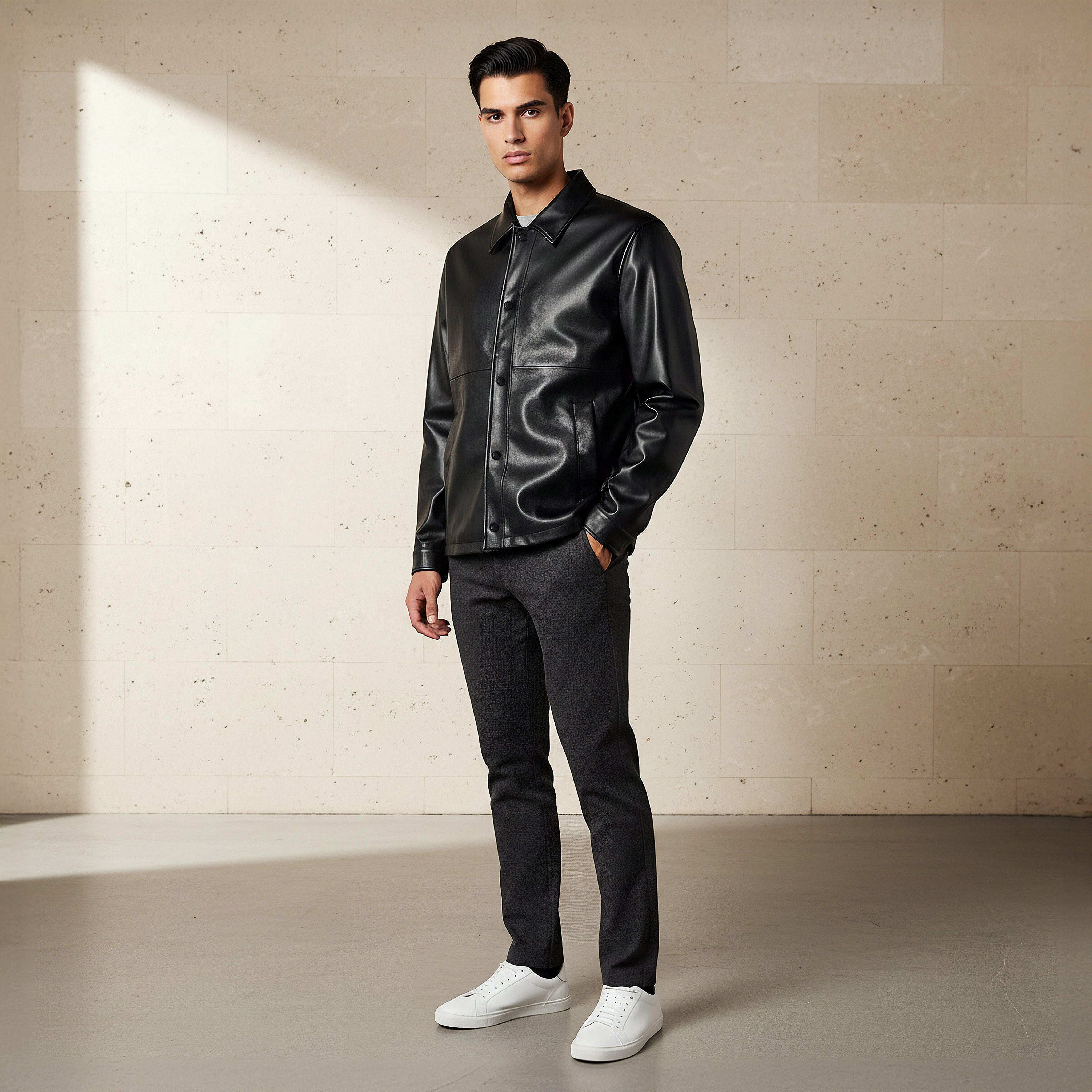 جاكيت بايكر بقصّة عادية وأزرار للرجال من آيكونيك-men-clothing-jacketsandblazers-jackets-image-3
