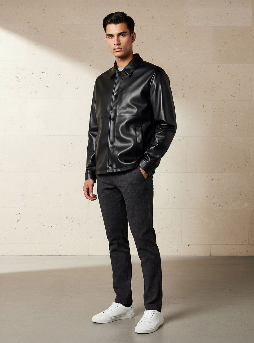 جاكيت بايكر بقصّة عادية وأزرار للرجال من آيكونيك-men-clothing-jacketsandblazers-jackets-image-3