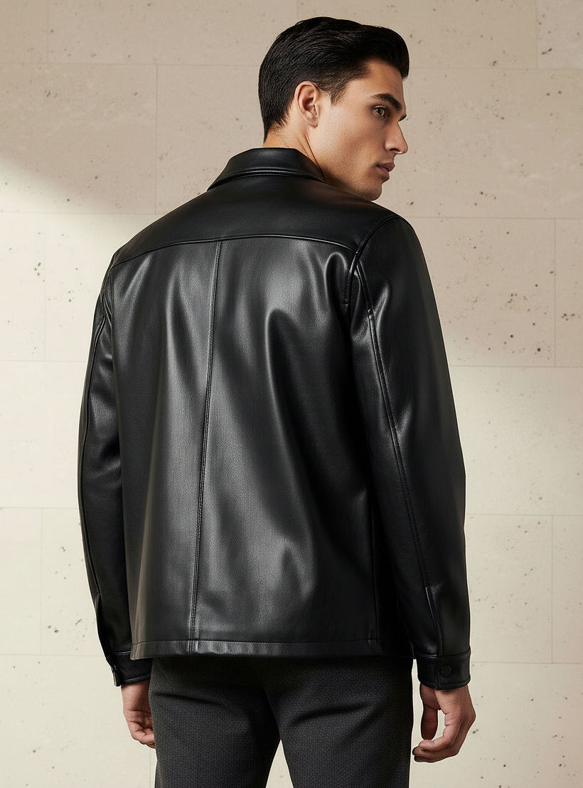 جاكيت بايكر بقصّة عادية وأزرار للرجال من آيكونيك-men-clothing-jacketsandblazers-jackets-image-2