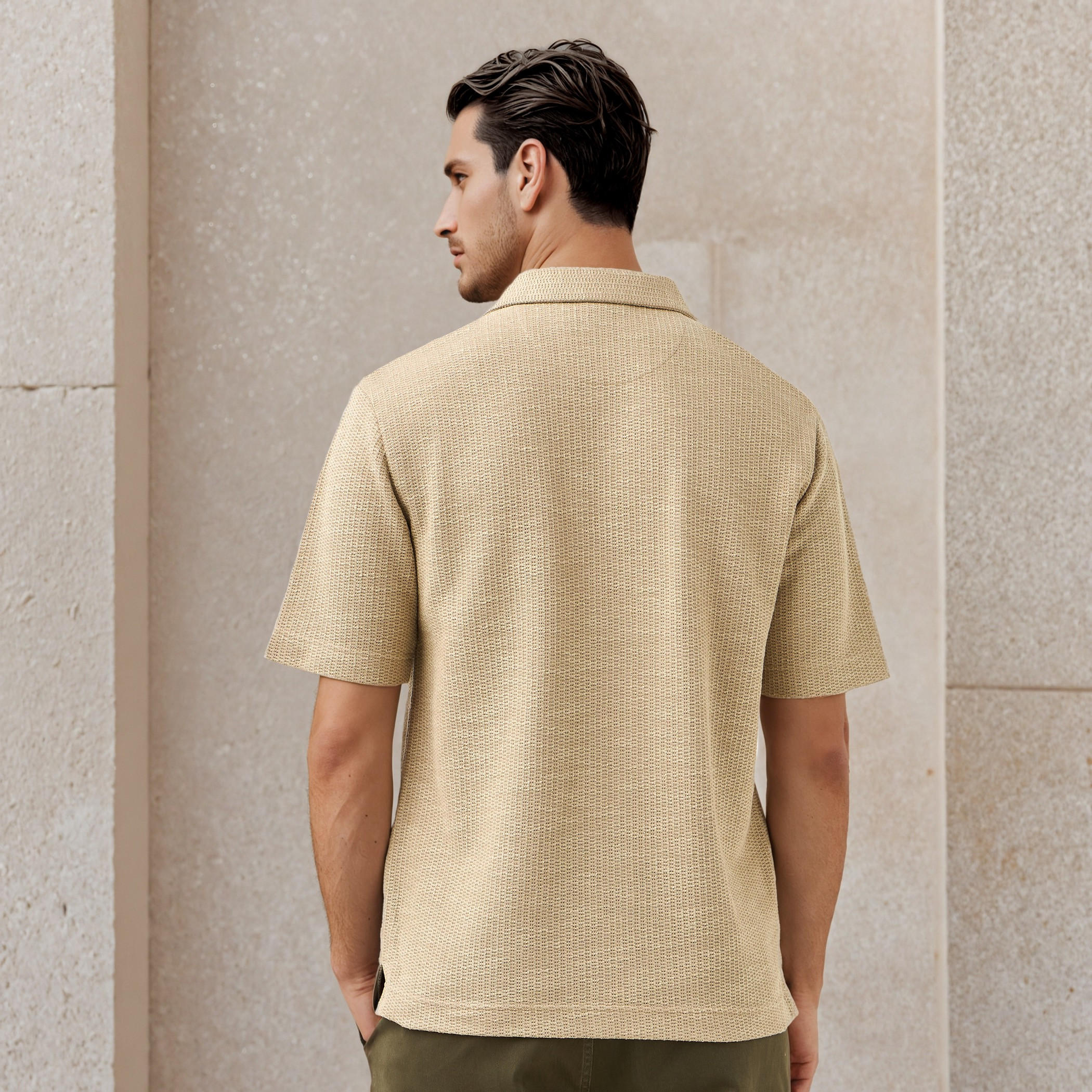 Iconic Regular Fit Honeycomb Textured Resort Shirt-men-clothing-shirts-image-3