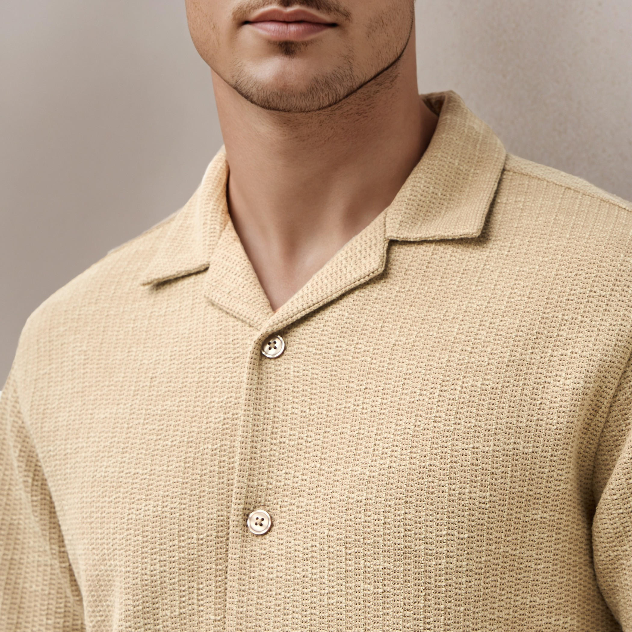 Iconic Regular Fit Honeycomb Textured Resort Shirt-men-clothing-shirts-image-5