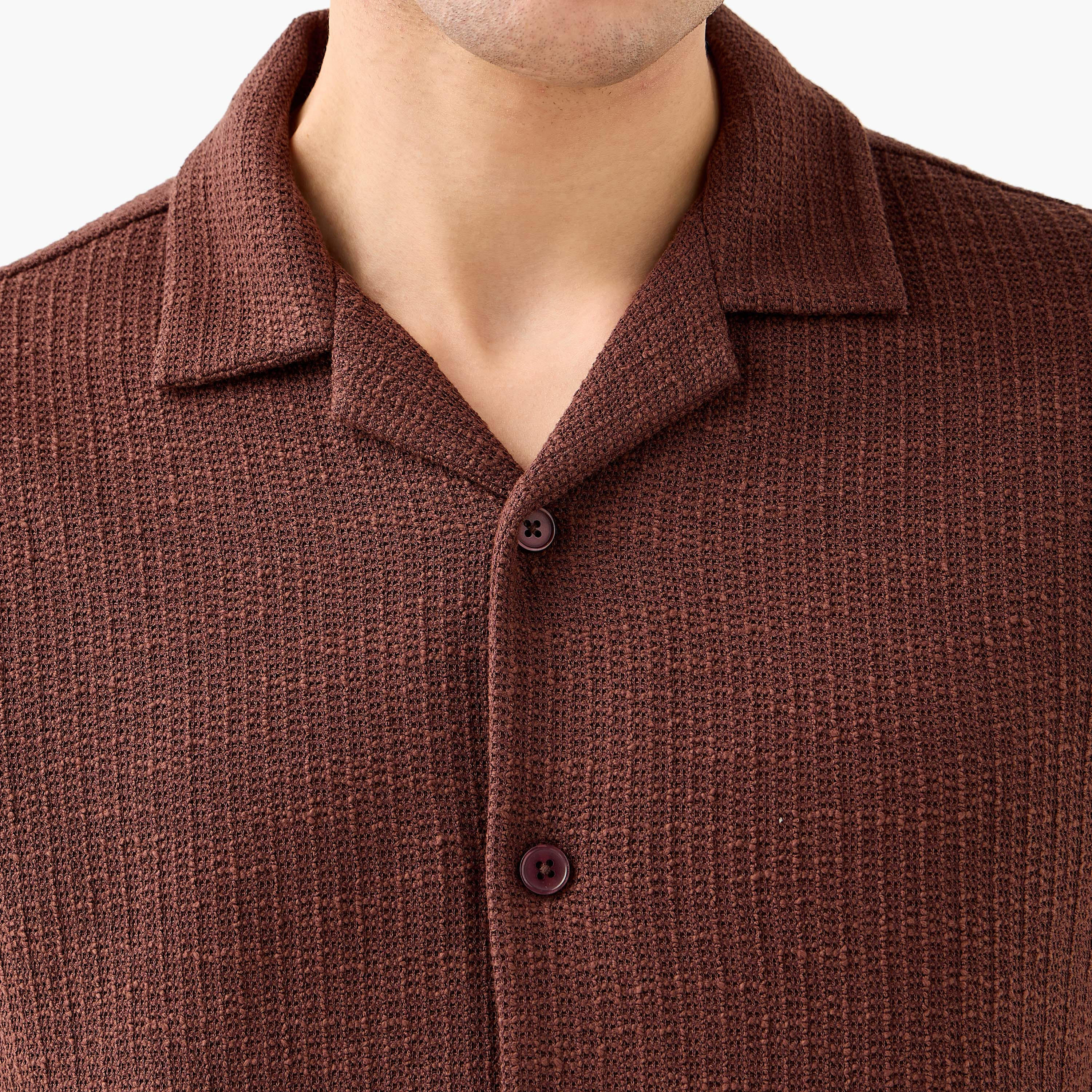 Iconic Regular Fit Honeycomb Textured Resort Shirt-men-clothing-shirts-image-5