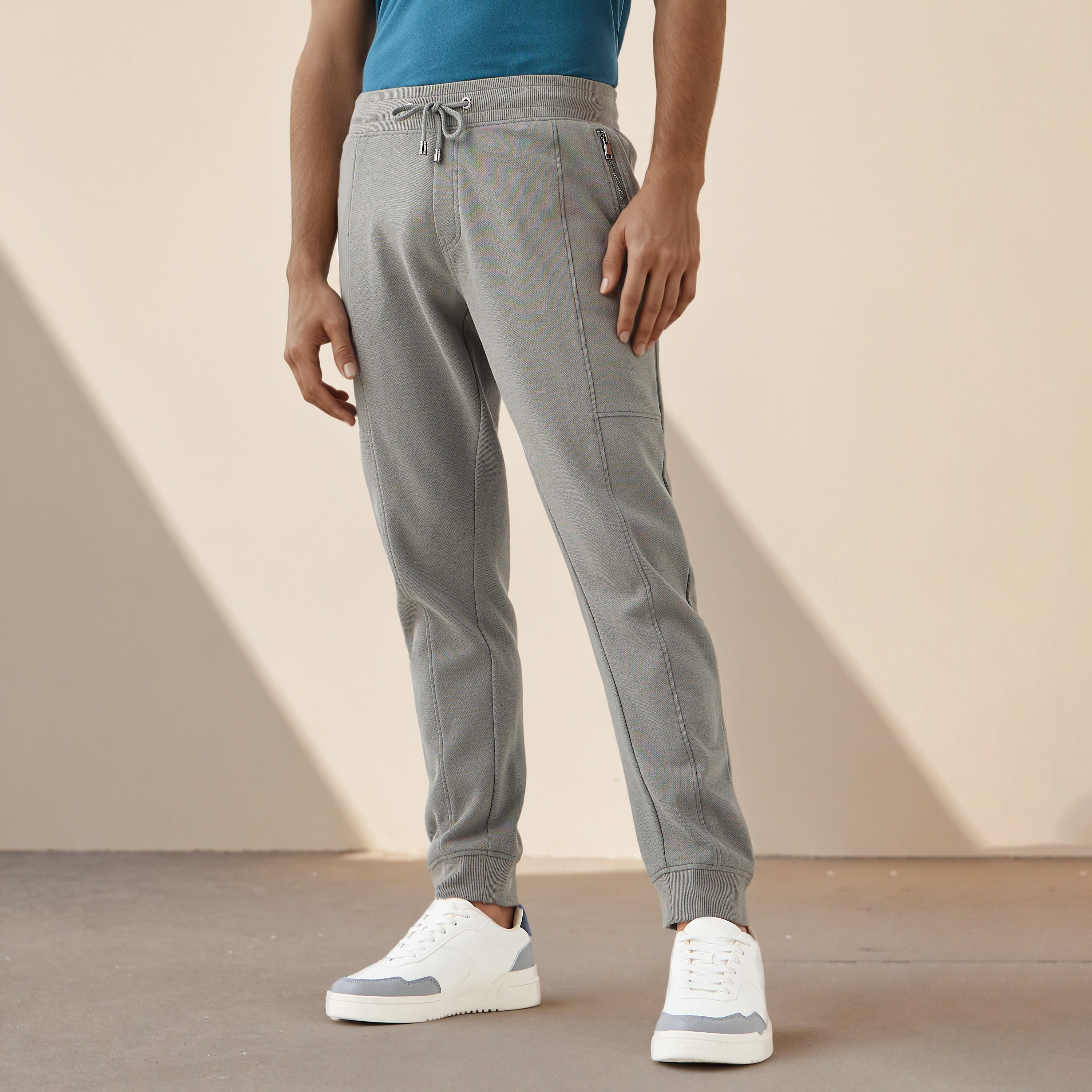 Iconic Panelled Flexi Waist Joggers with Pockets-men-clothing-bottoms-joggers-image-1