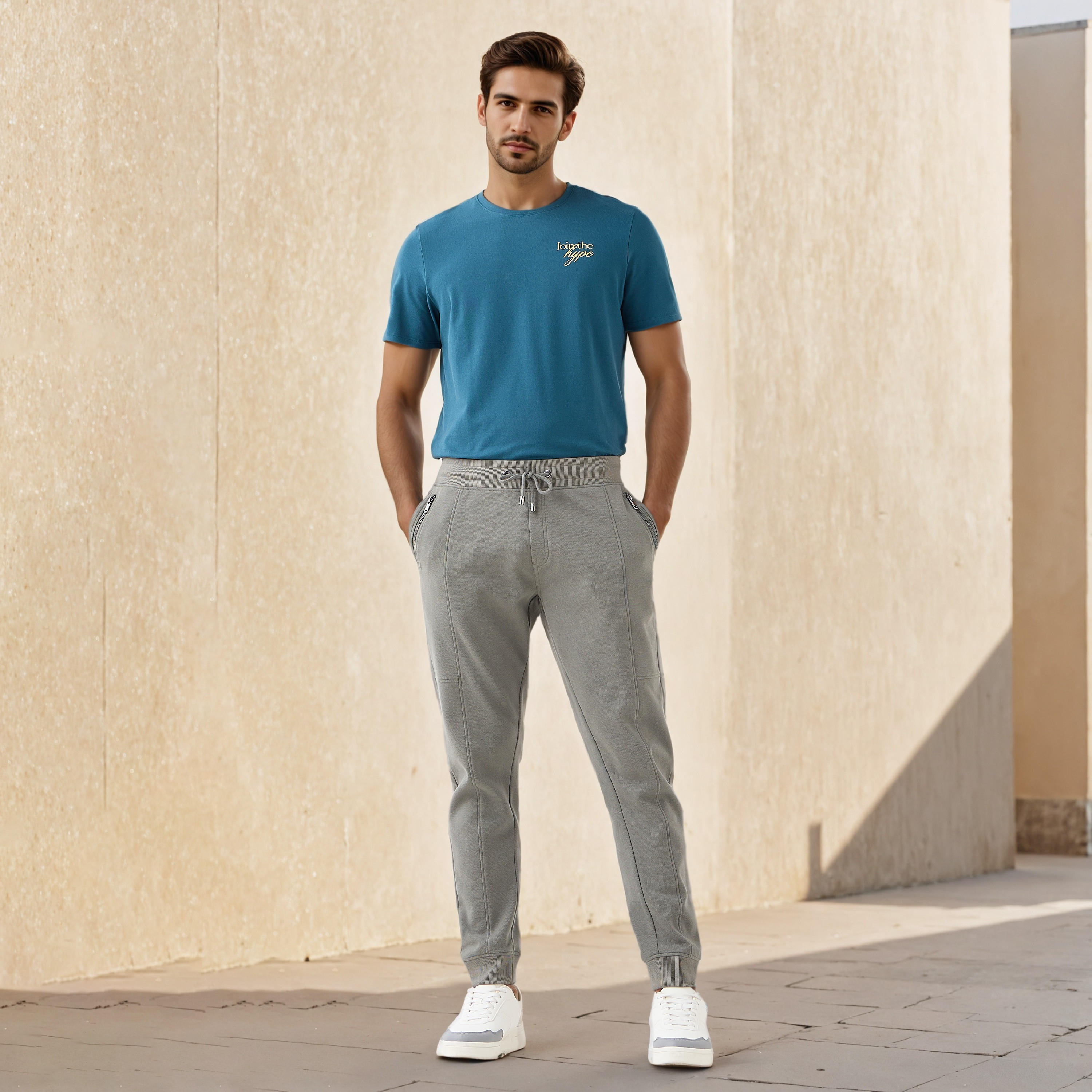 Iconic Panelled Flexi Waist Joggers with Pockets-men-clothing-bottoms-joggers-image-2