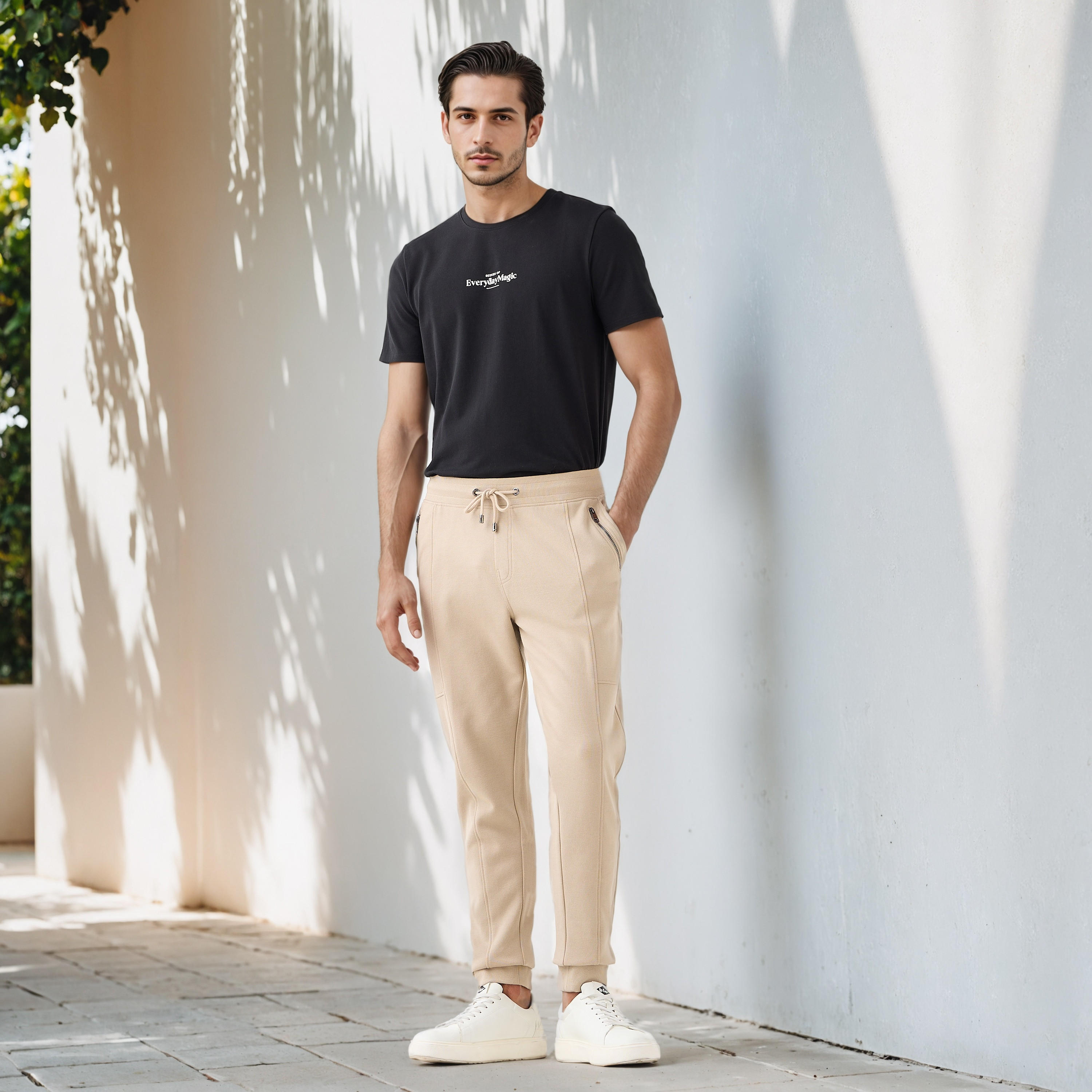 بنطلون رياضي بخصر مطاطي وجيوب من أيكونيك-men-clothing-bottoms-joggers-image-2
