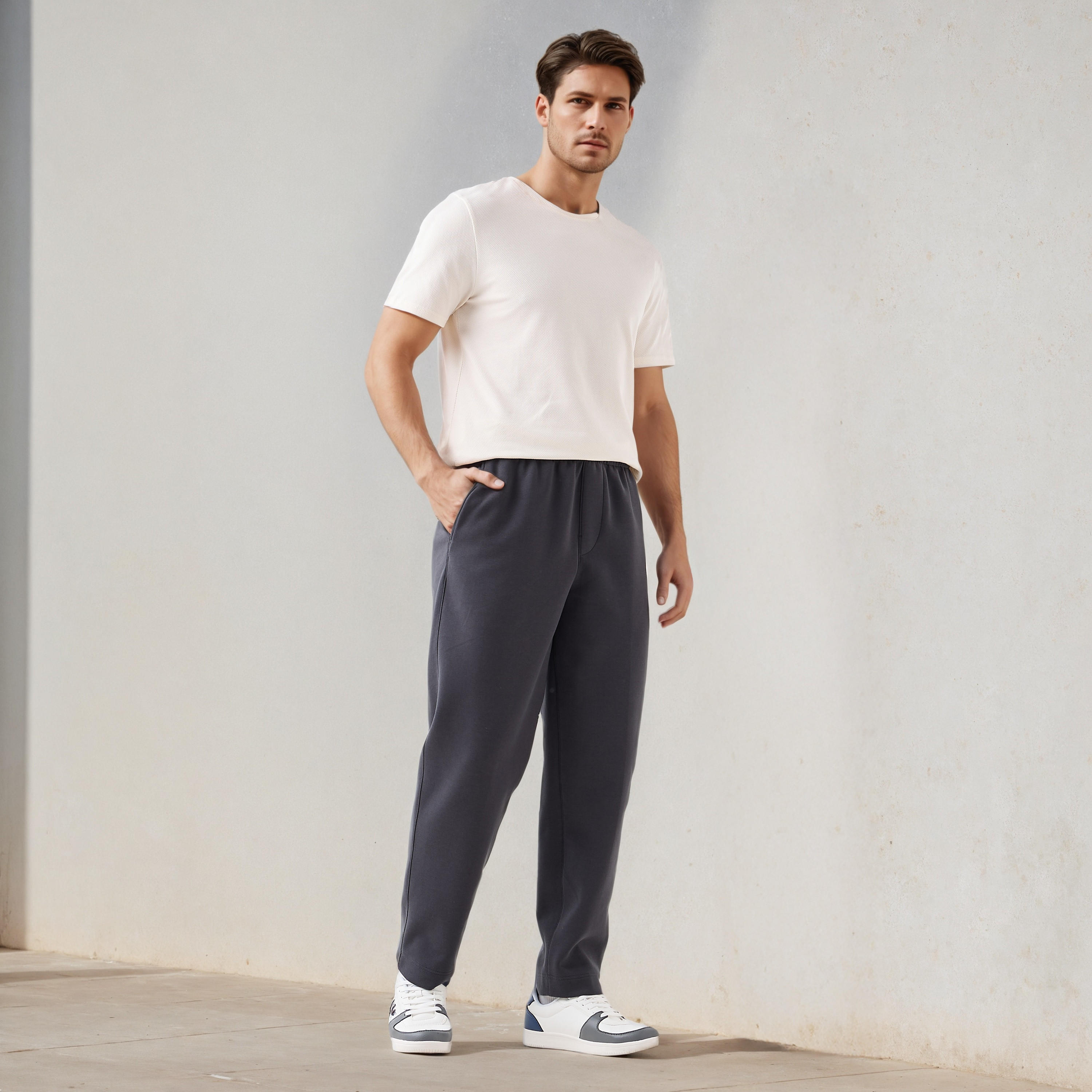 تيشيرت بارز الملمس بياقة ضيقة من آيكونيك-men-clothing-tshirtsandpolos-tshirts-image-2