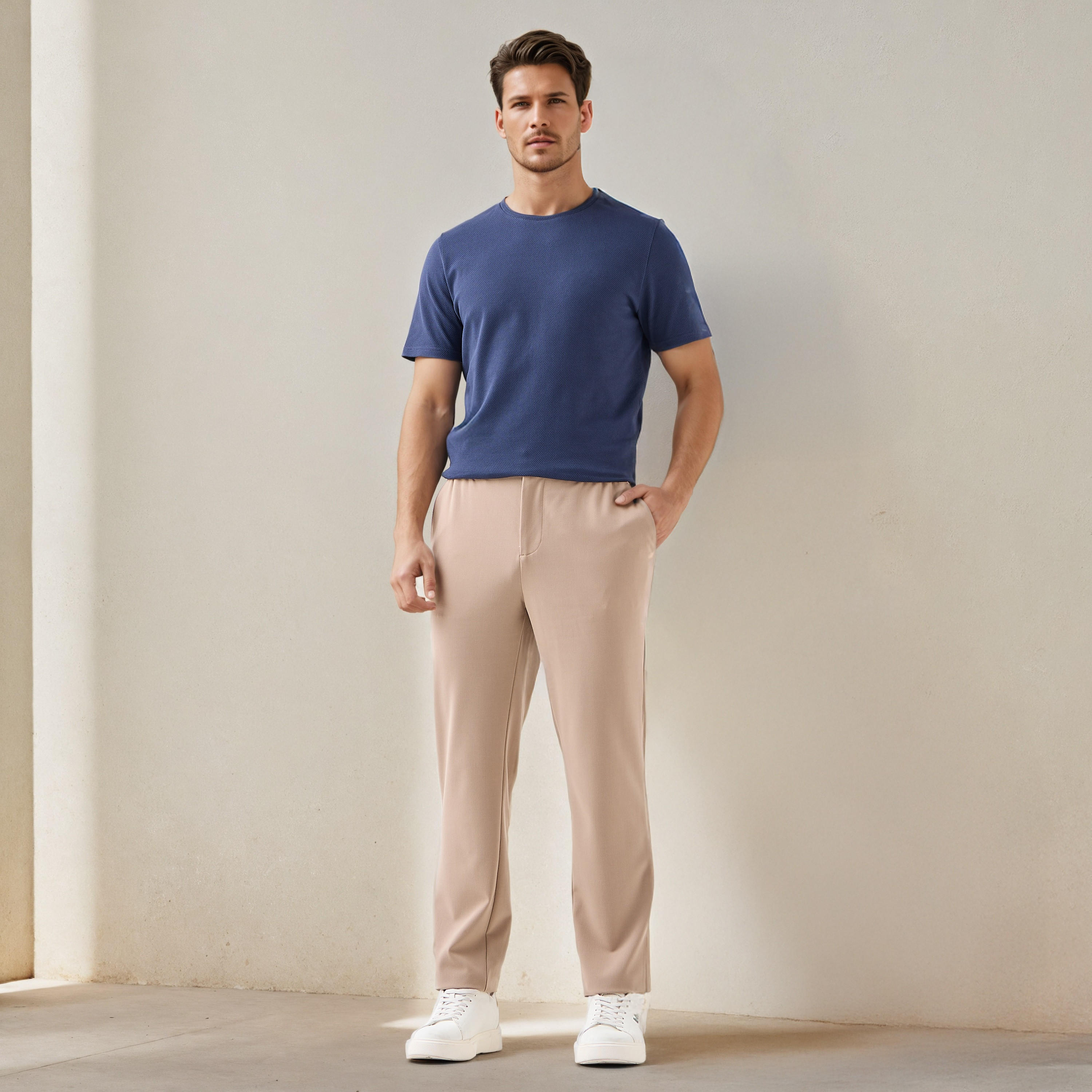 تيشيرت بارز الملمس بياقة ضيقة من آيكونيك-men-clothing-tshirtsandpolos-tshirts-image-2