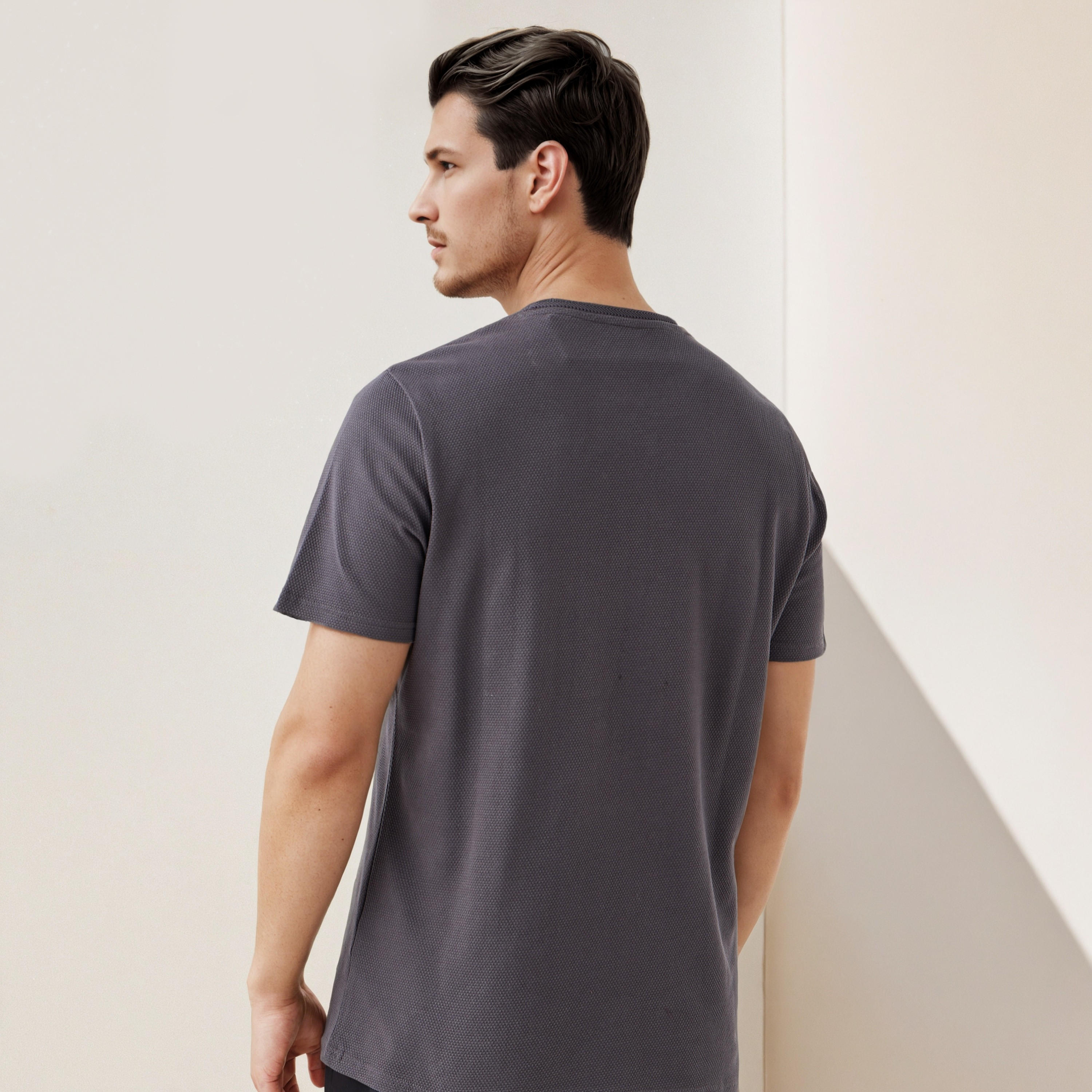 Iconic Popcorn Textured T-shirt with Crew Neck-men-clothing-tshirtsandpolos-tshirts-image-3