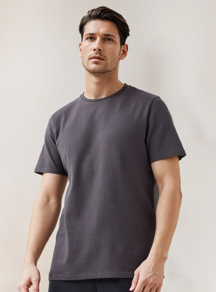 Iconic Popcorn Textured T-shirt with Crew Neck-men-clothing-tshirtsandpolos-tshirts-image-5