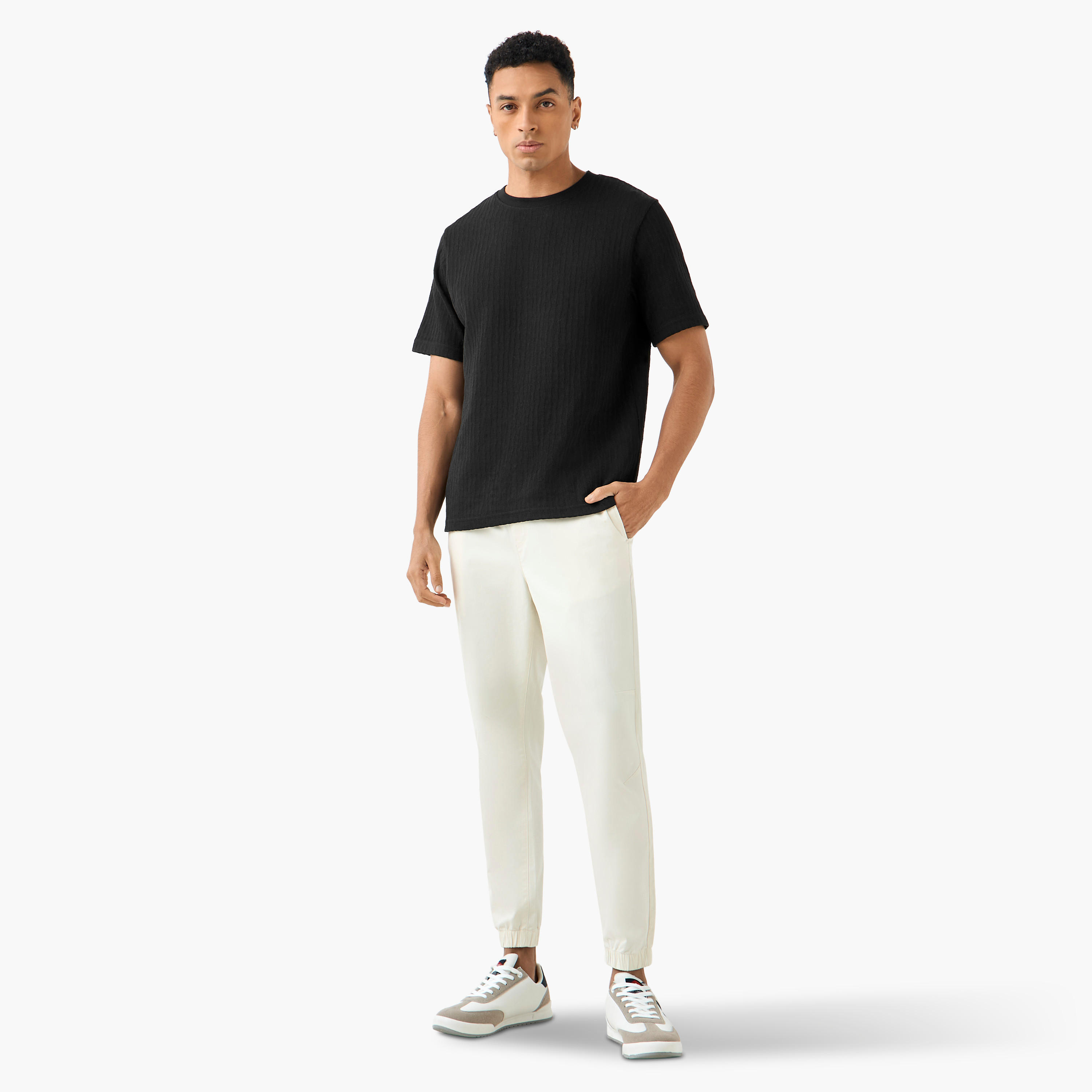 Iconic Men's Regular Fit Crew Neck Short Sleeves Textured T-shirt-men-clothing-tshirtsandpolos-tshirts-image-2