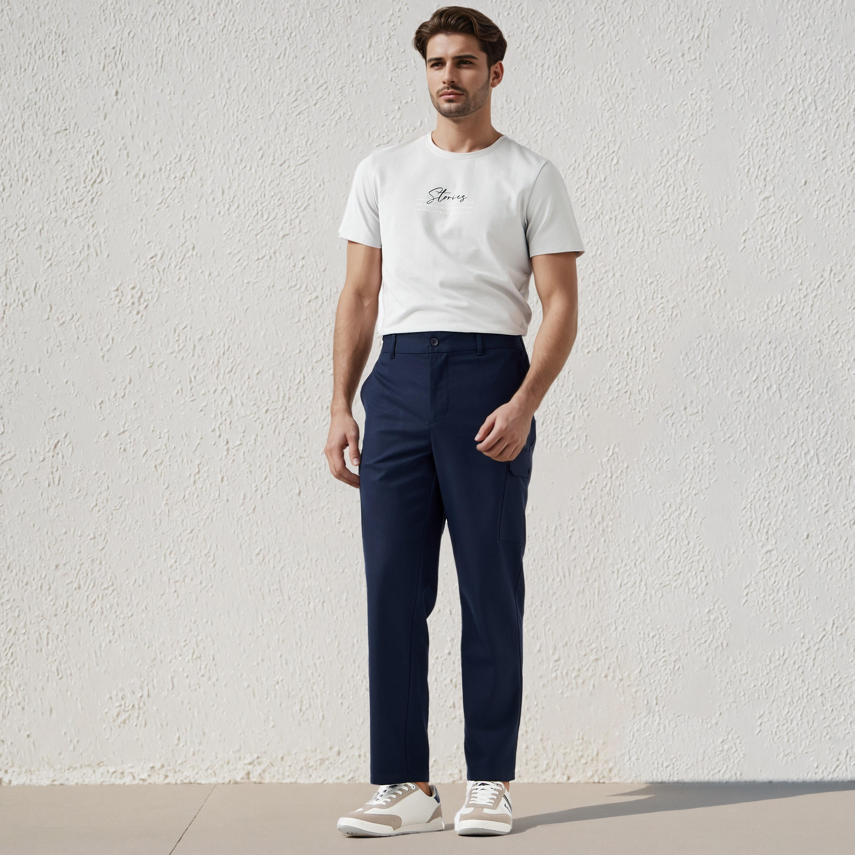 تيشيرت بقصة سليم وياقة ضيقة وأكمام قصيرة وطبعات للرجال من آيكونيك-men-clothing-tshirtsandpolos-tshirts-image-2
