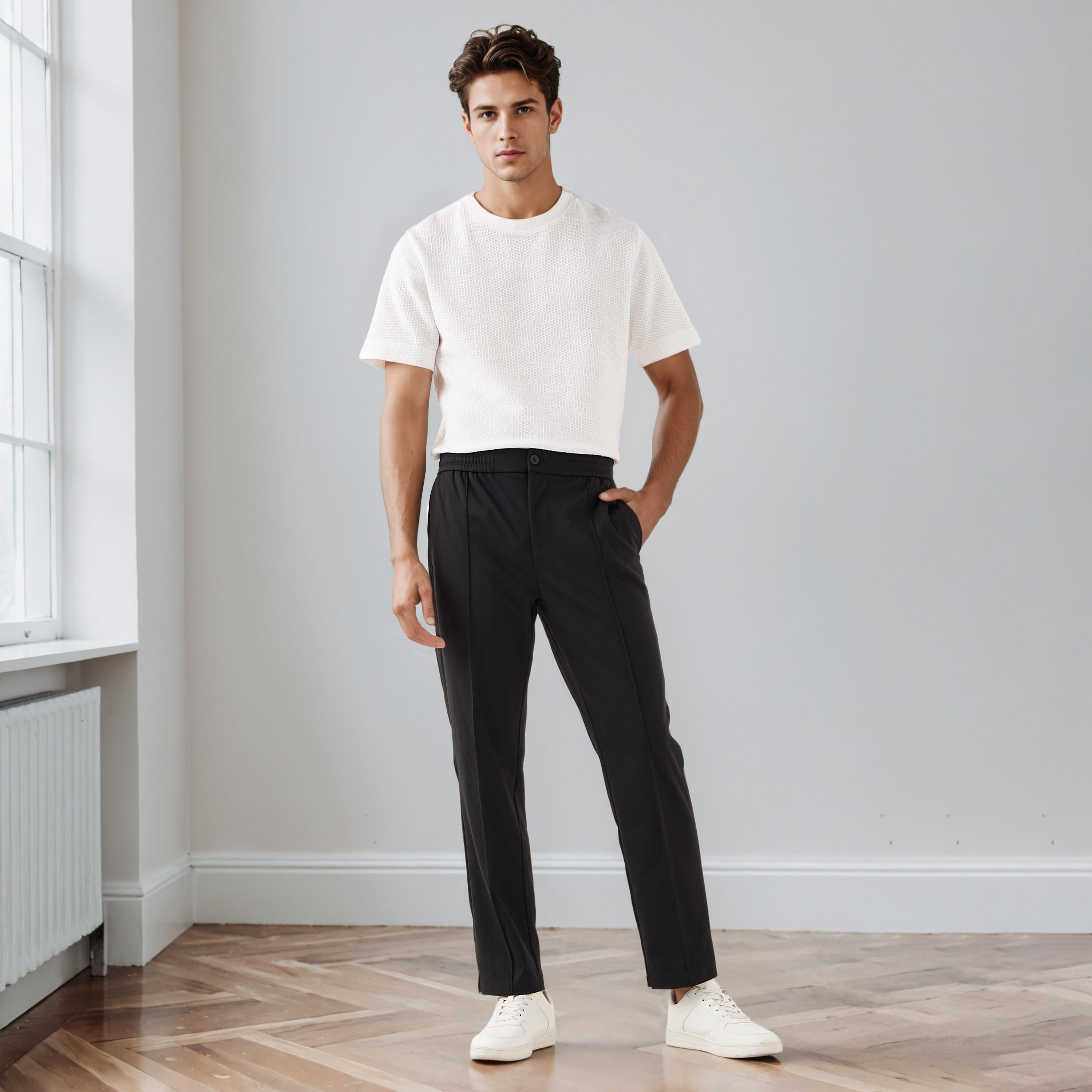 Iconic Men Regular Fit Crew Neck Short Sleeves Honeycomb Textured T-shirt-men-clothing-tshirtsandpolos-tshirts-image-2