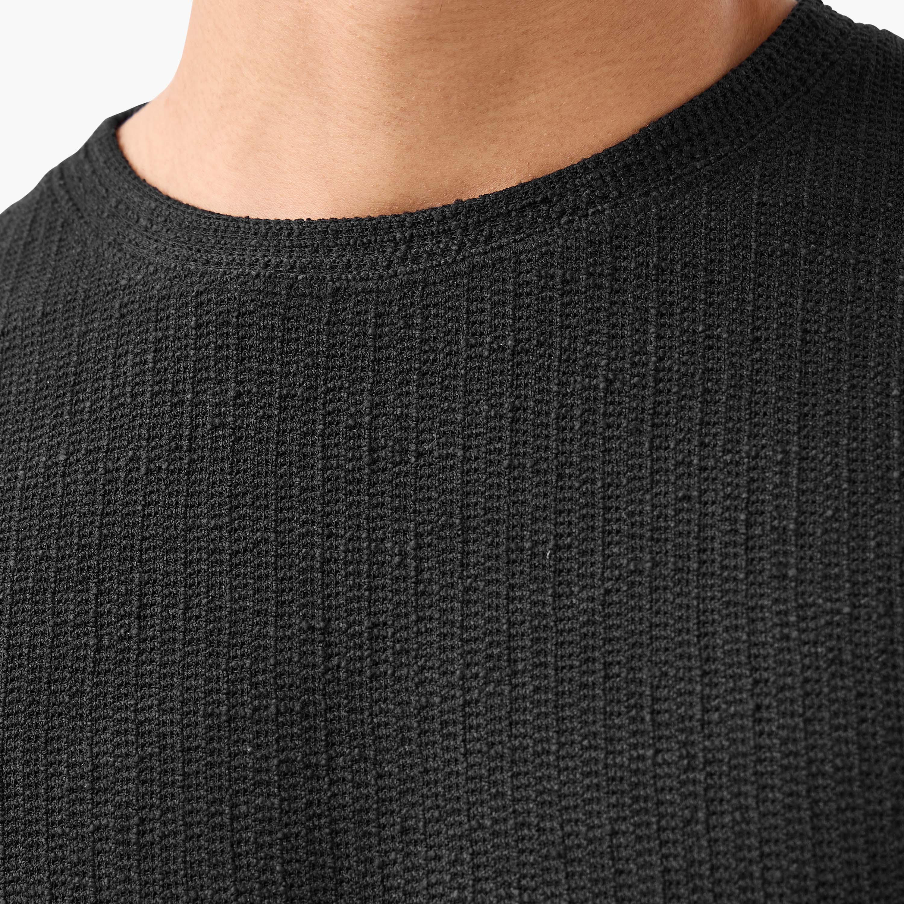 Iconic Men Regular Fit Crew Neck Short Sleeves Honeycomb Textured T-shirt-men-clothing-tshirtsandpolos-tshirts-image-3