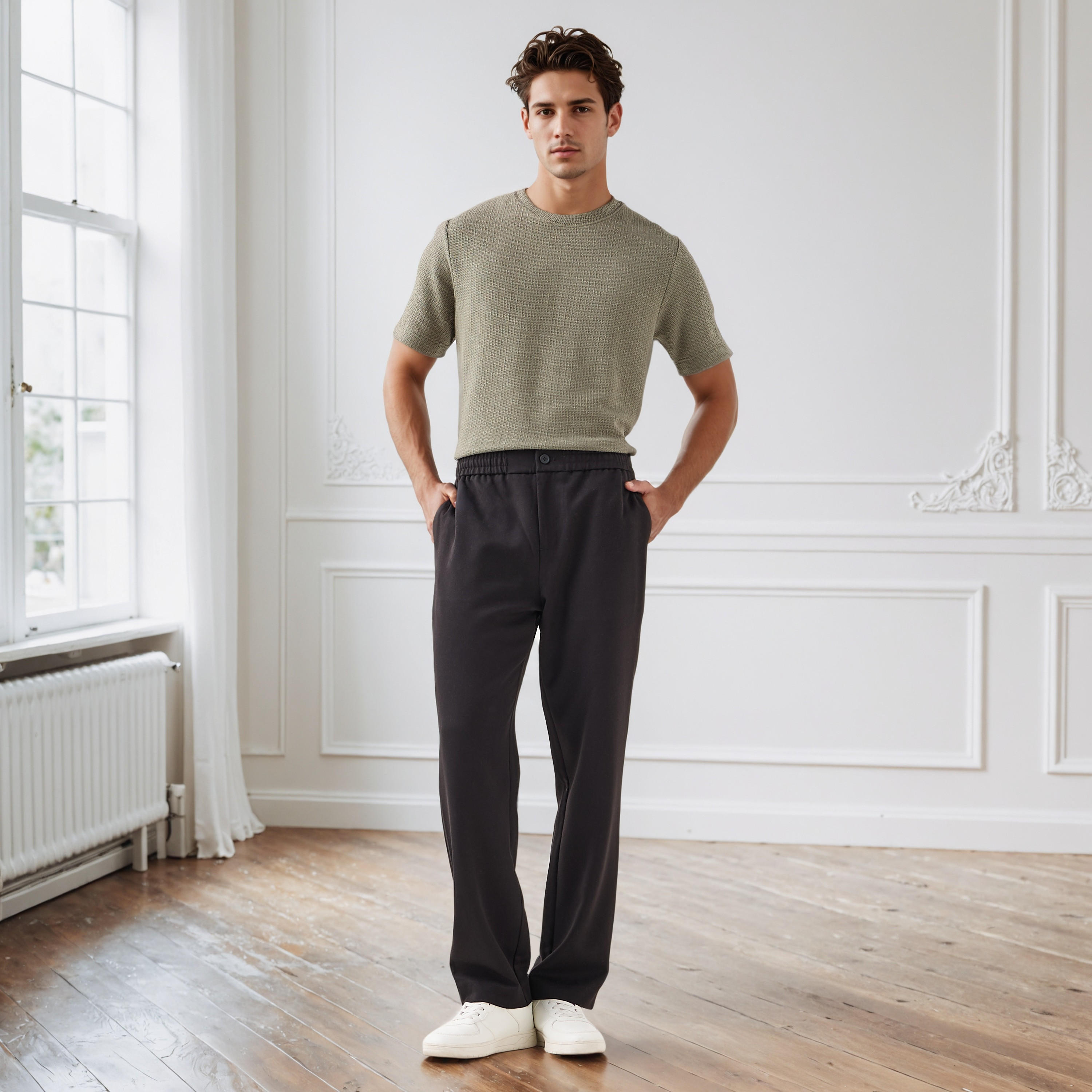 Iconic Men Regular Fit Crew Neck Short Sleeves Honeycomb Textured T-shirt-men-clothing-tshirtsandpolos-tshirts-image-2