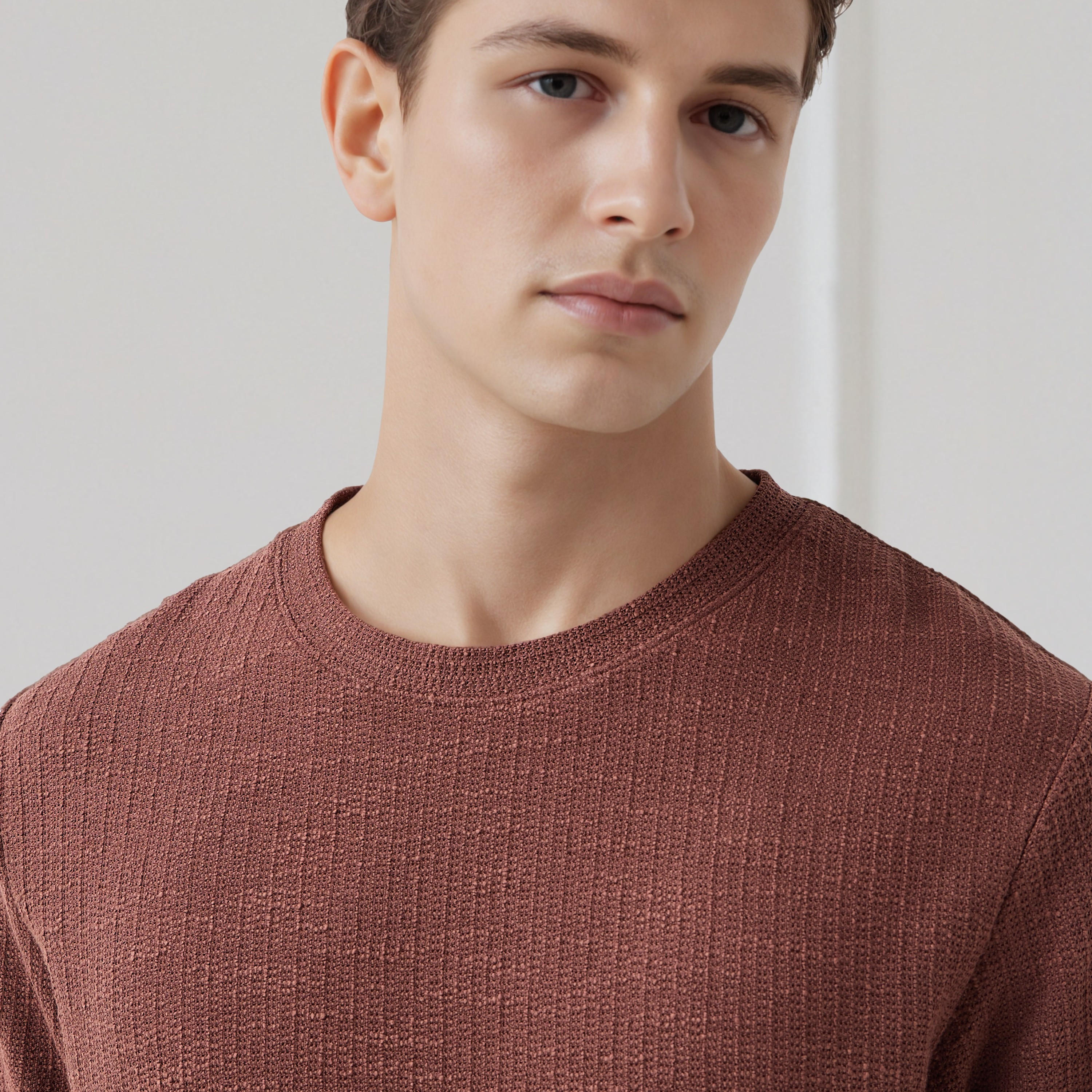 Iconic Men Regular Fit Crew Neck Short Sleeves Honeycomb Textured T-shirt-men-clothing-tshirtsandpolos-tshirts-image-5