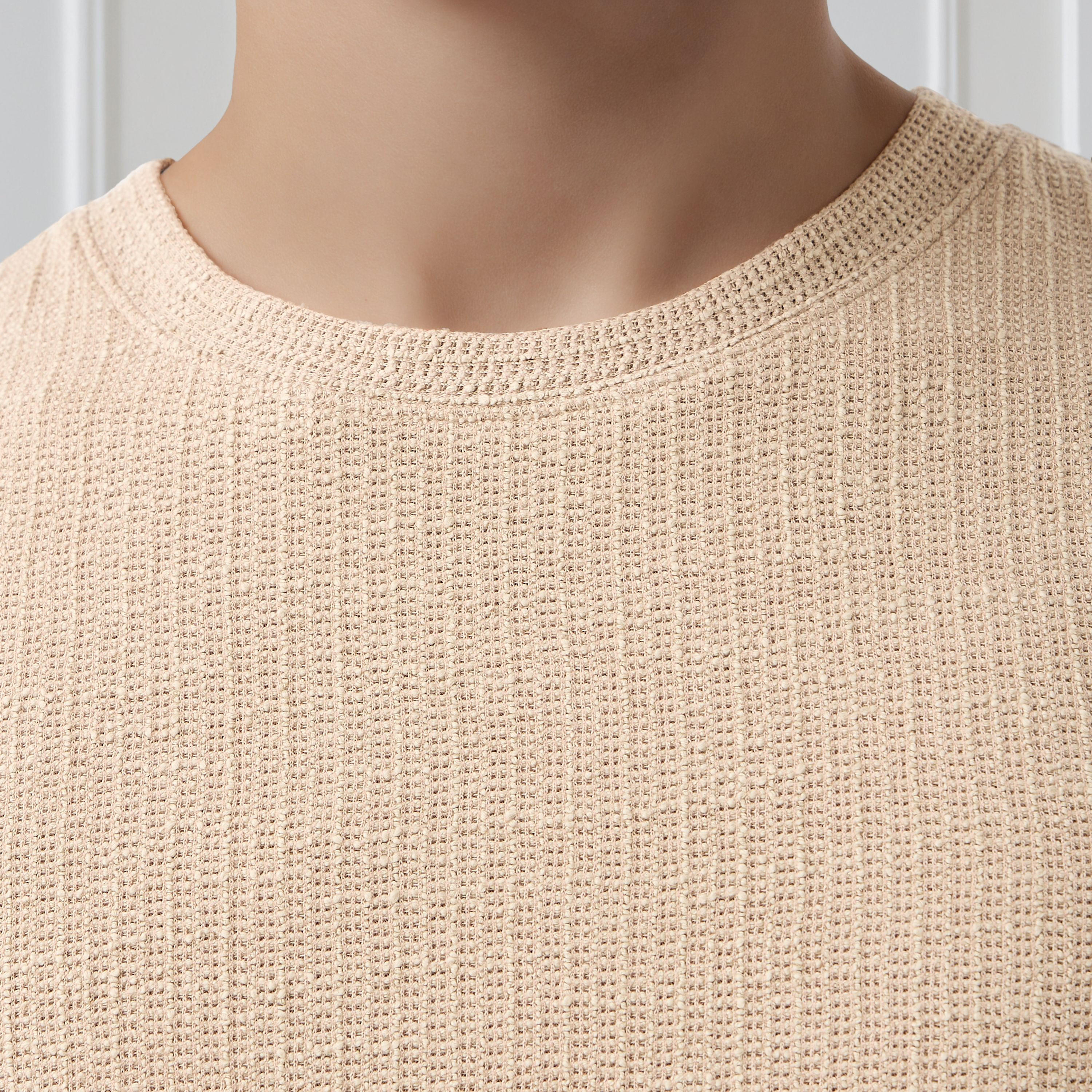 Iconic Men Regular Fit Crew Neck Short Sleeves Honeycomb Textured T-shirt-men-clothing-tshirtsandpolos-tshirts-image-4