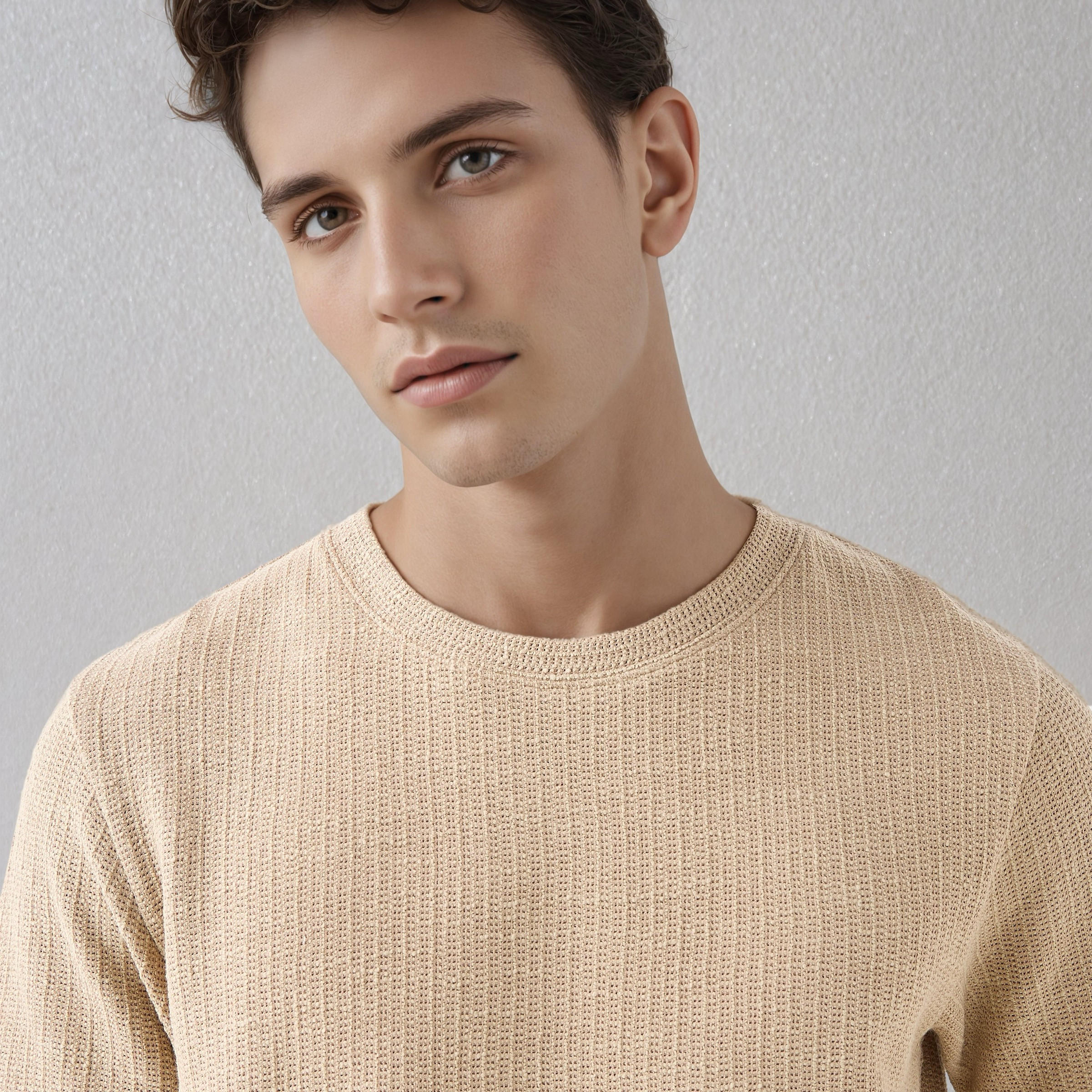 Iconic Men Regular Fit Crew Neck Short Sleeves Honeycomb Textured T-shirt-men-clothing-tshirtsandpolos-tshirts-image-5