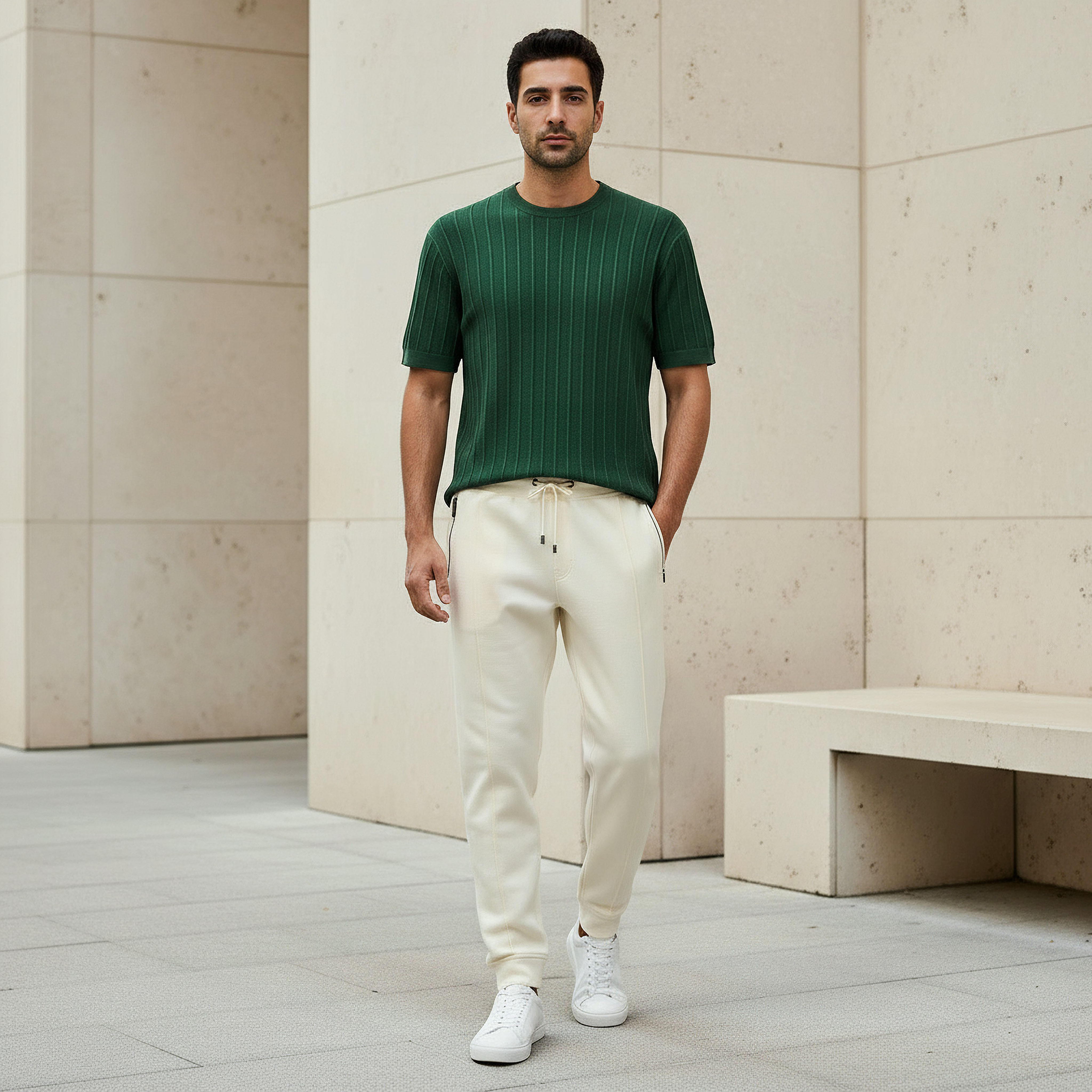 بنطلون رياضي رجالي بقة سليم وجيوب من أيكونيك-men-clothing-bottoms-joggers-image-2