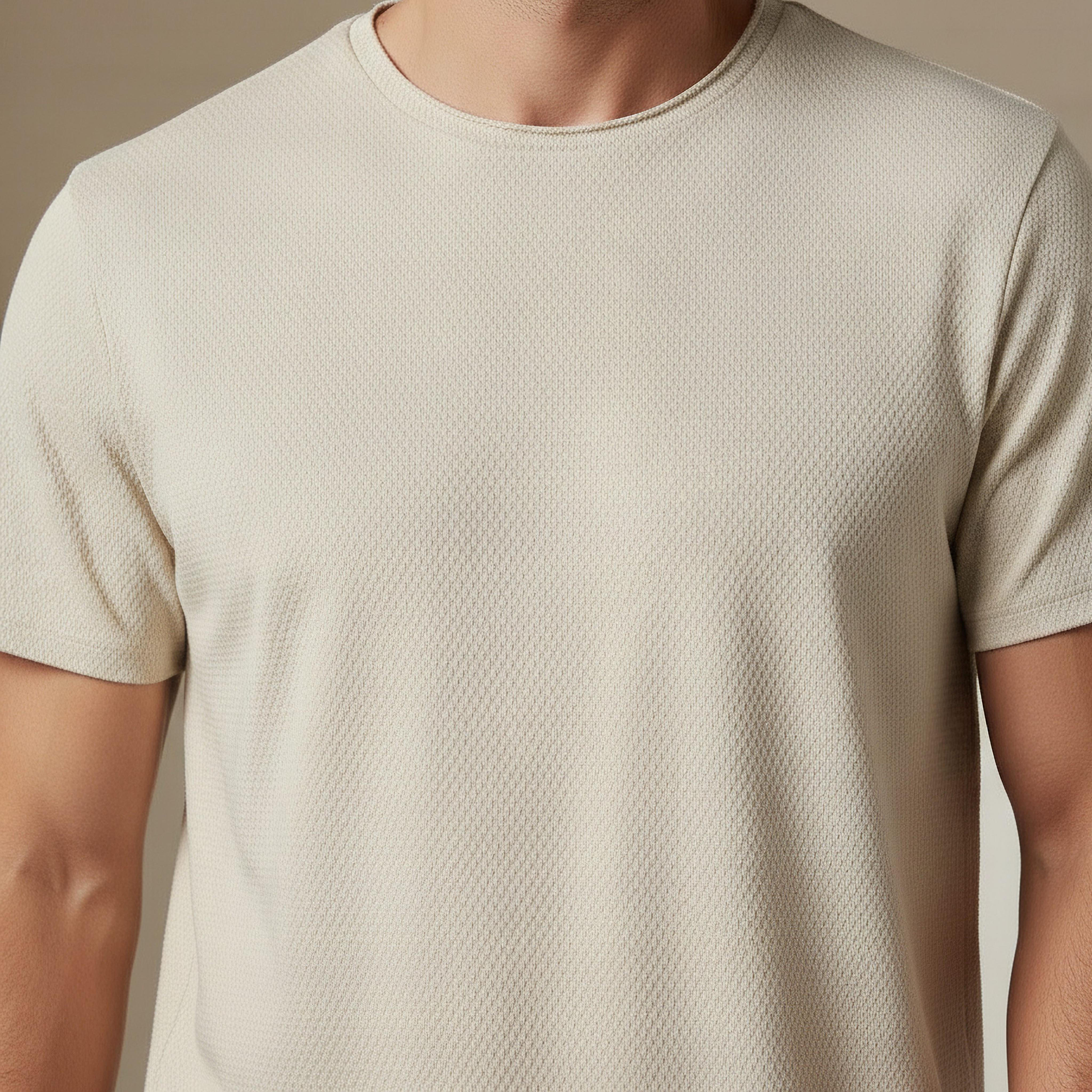 Iconic Men Slim Fit Round Neck Short Sleeve Popcorn Textured T-shirt-men-clothing-tshirtsandpolos-tshirts-image-4