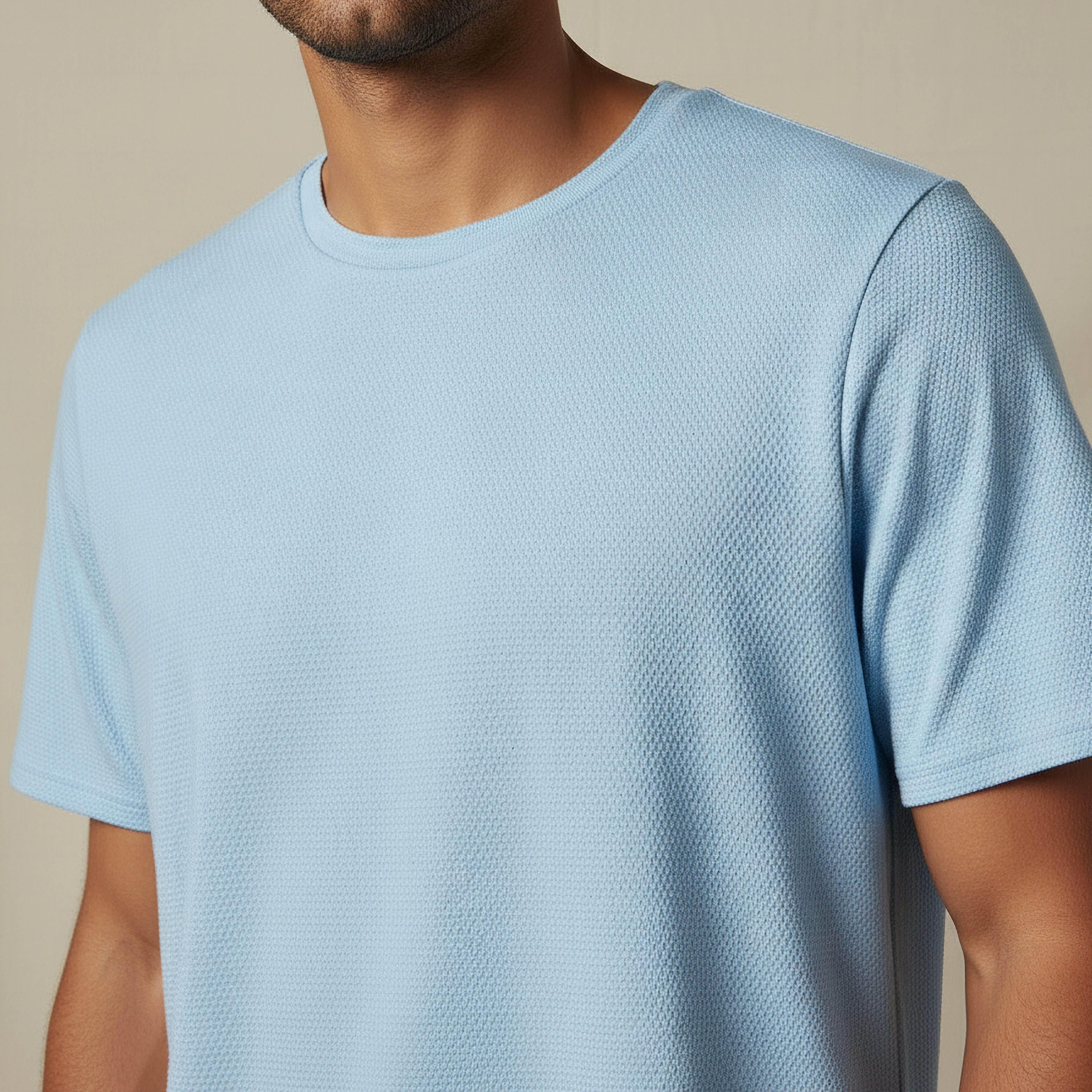 Iconic Men Slim Fit Round Neck Short Sleeve Popcorn Textured T-shirt-men-clothing-tshirtsandpolos-tshirts-image-4
