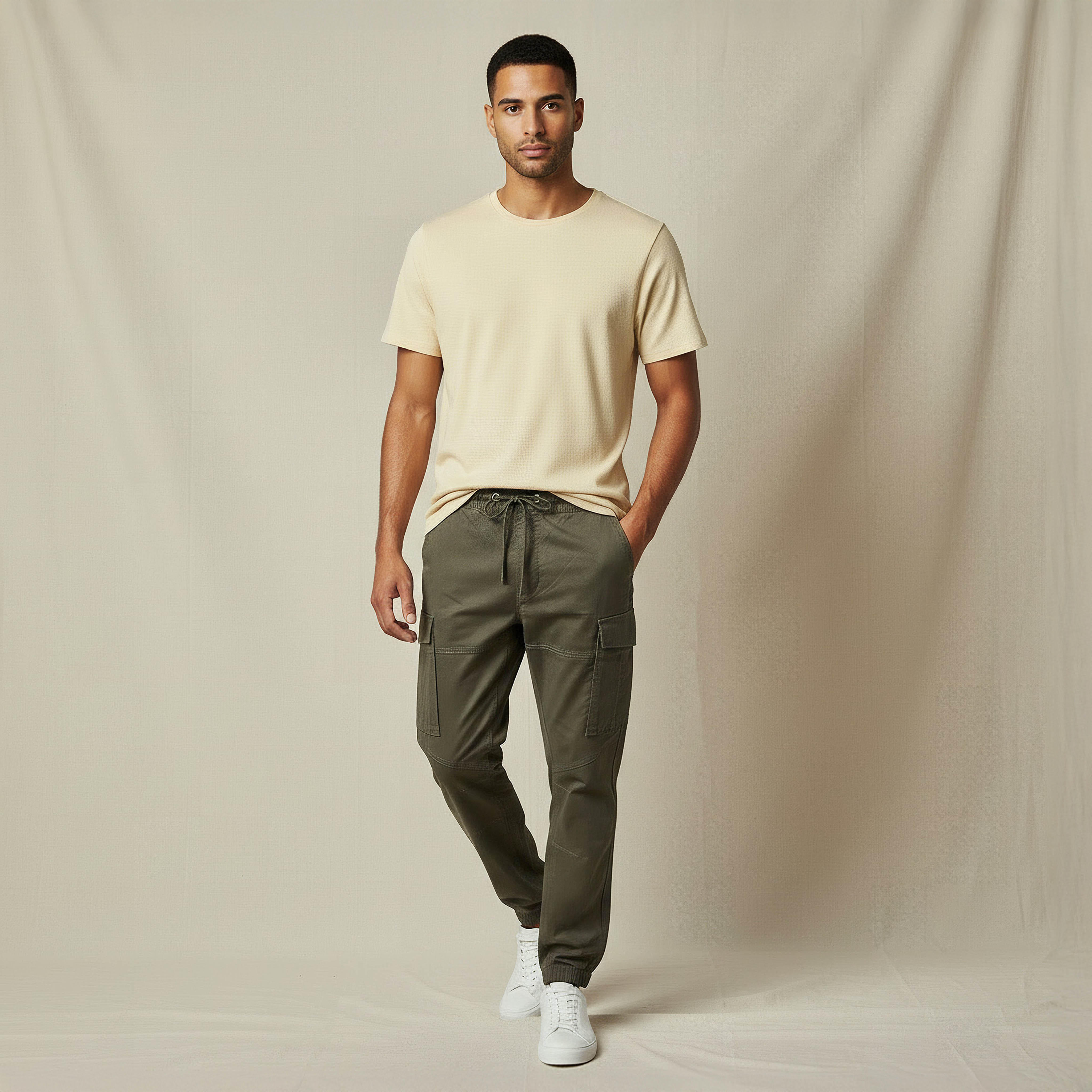 Iconic Men Slim Fit Crew Neck Short Sleeves Popcorn Textured T-shirt-men-clothing-tshirtsandpolos-tshirts-image-3