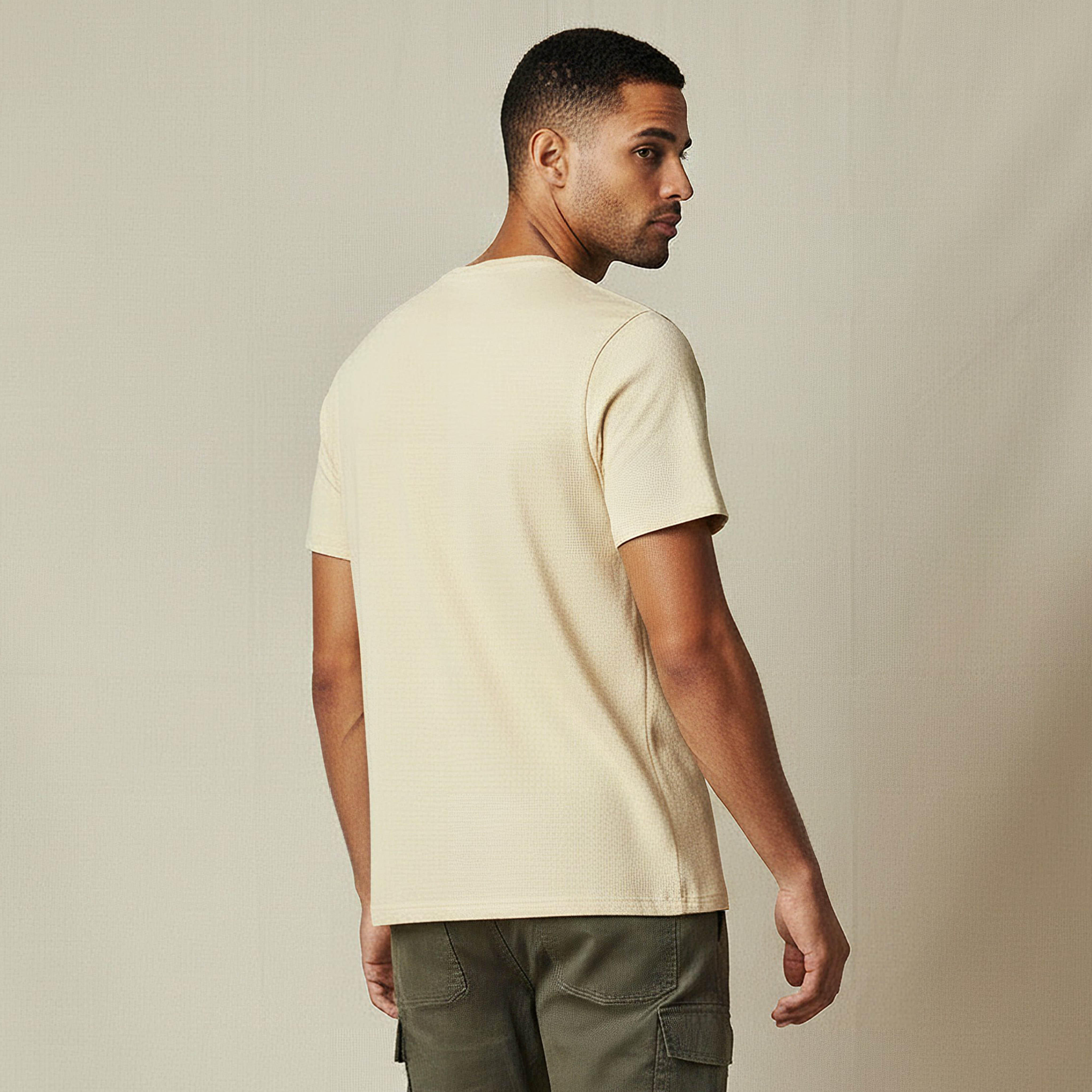 Iconic Men Slim Fit Crew Neck Short Sleeves Popcorn Textured T-shirt-men-clothing-tshirtsandpolos-tshirts-image-4