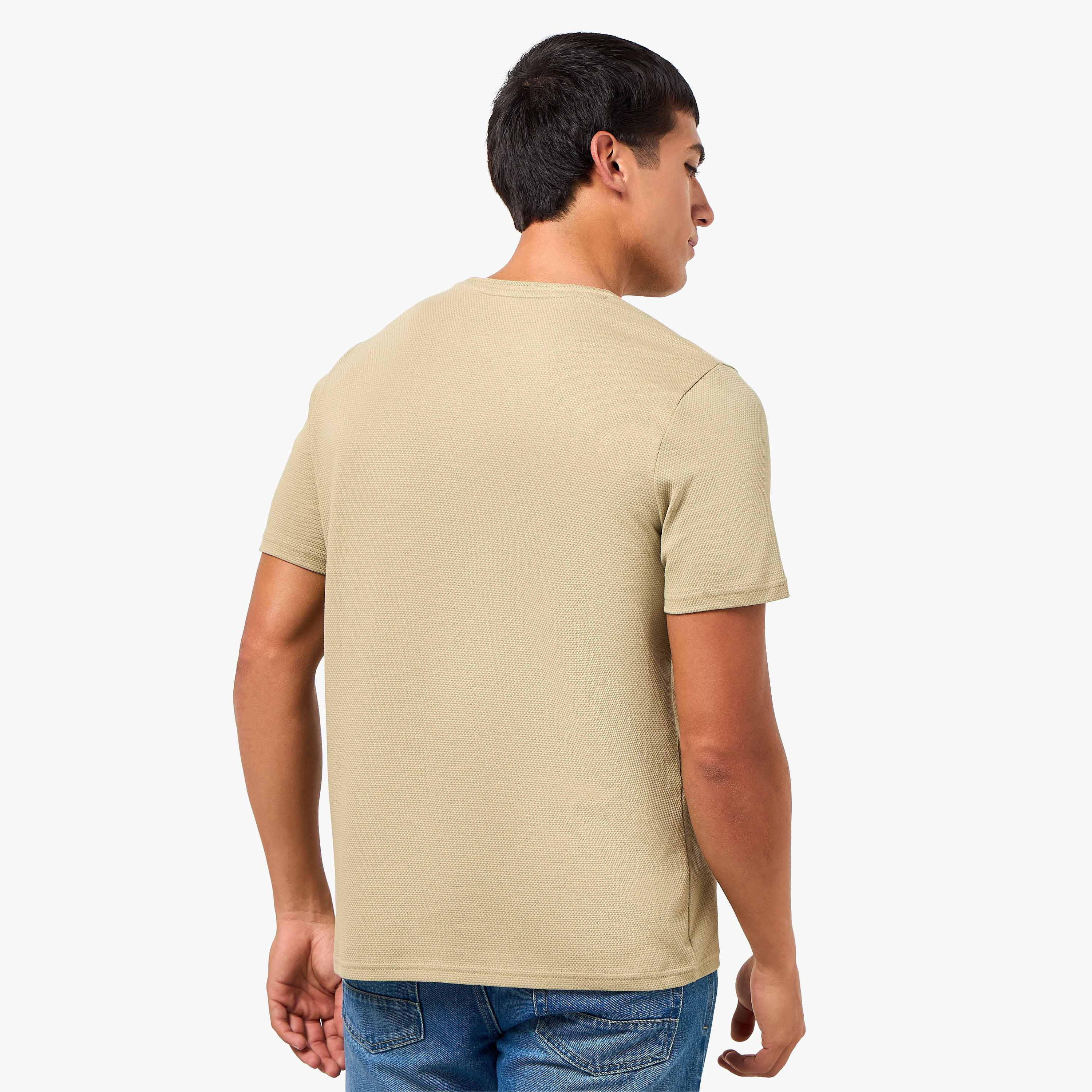 Iconic Men Slim Fit Crew Neck Short Sleeves Popcorn Textured T-shirt-men-clothing-tshirtsandpolos-tshirts-image-4