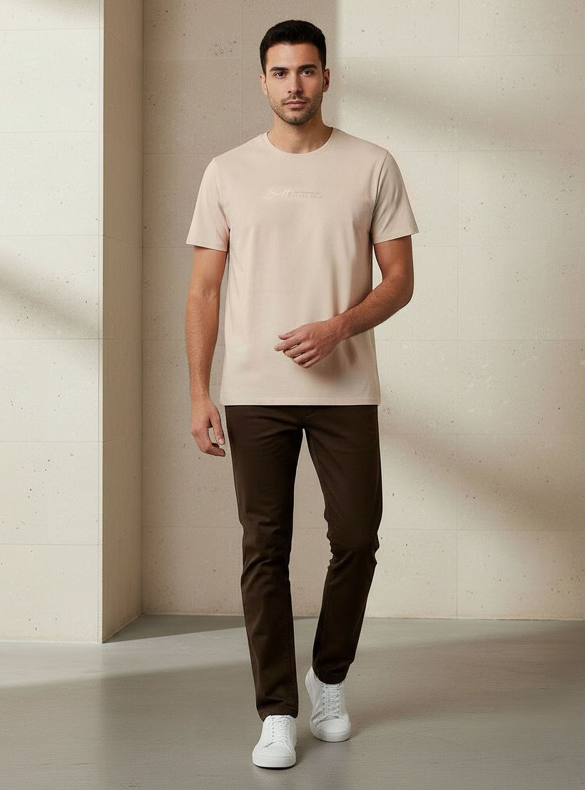 Iconic Men Slim Fit Round Neck Short Sleeve Slogan Print T-shirt-men-clothing-tshirtsandpolos-tshirts-image-2