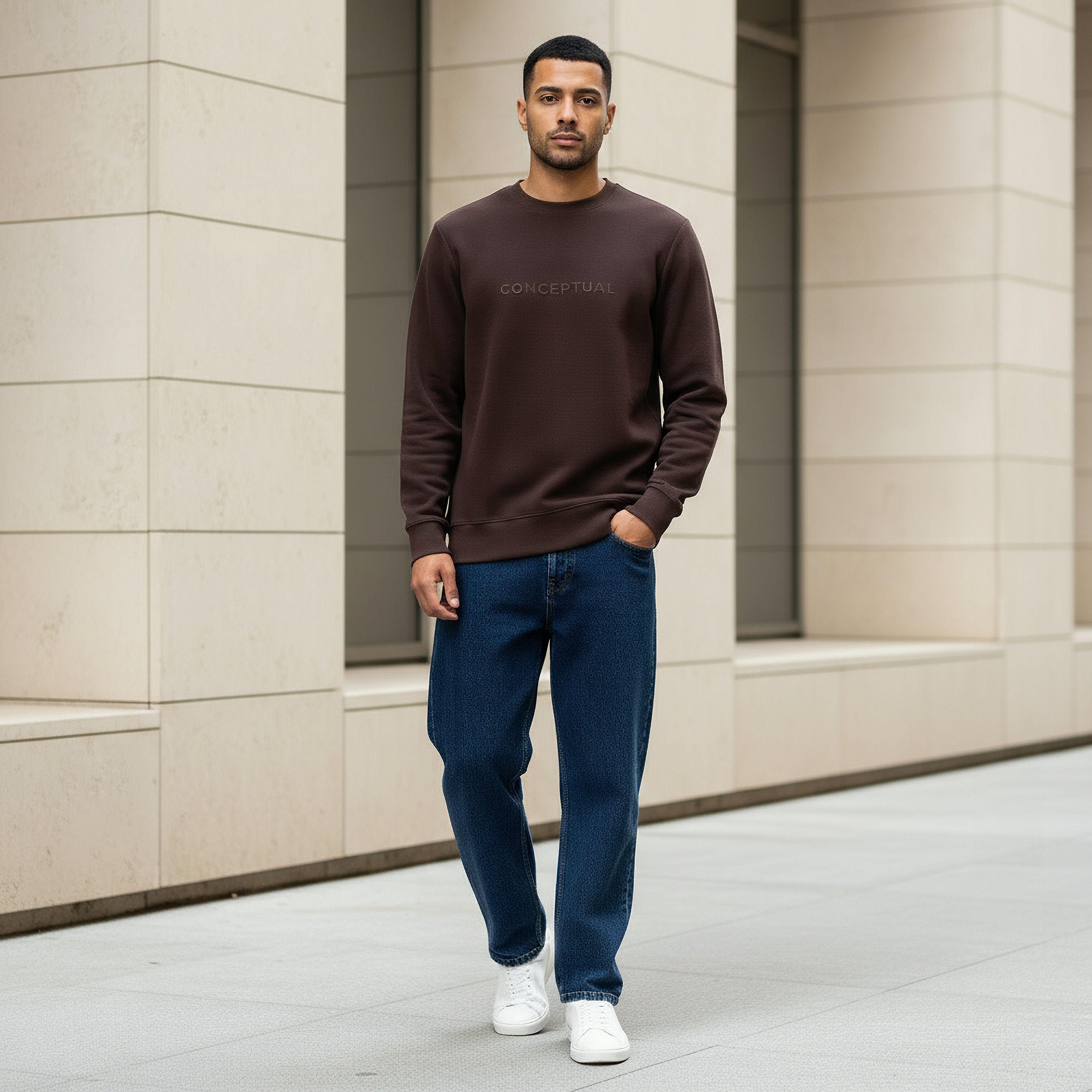 Iconic Men Regular Fit Slogan Embroidered Sweatshirt-men-winterwear-hoodiesandsweatshirts-image-2