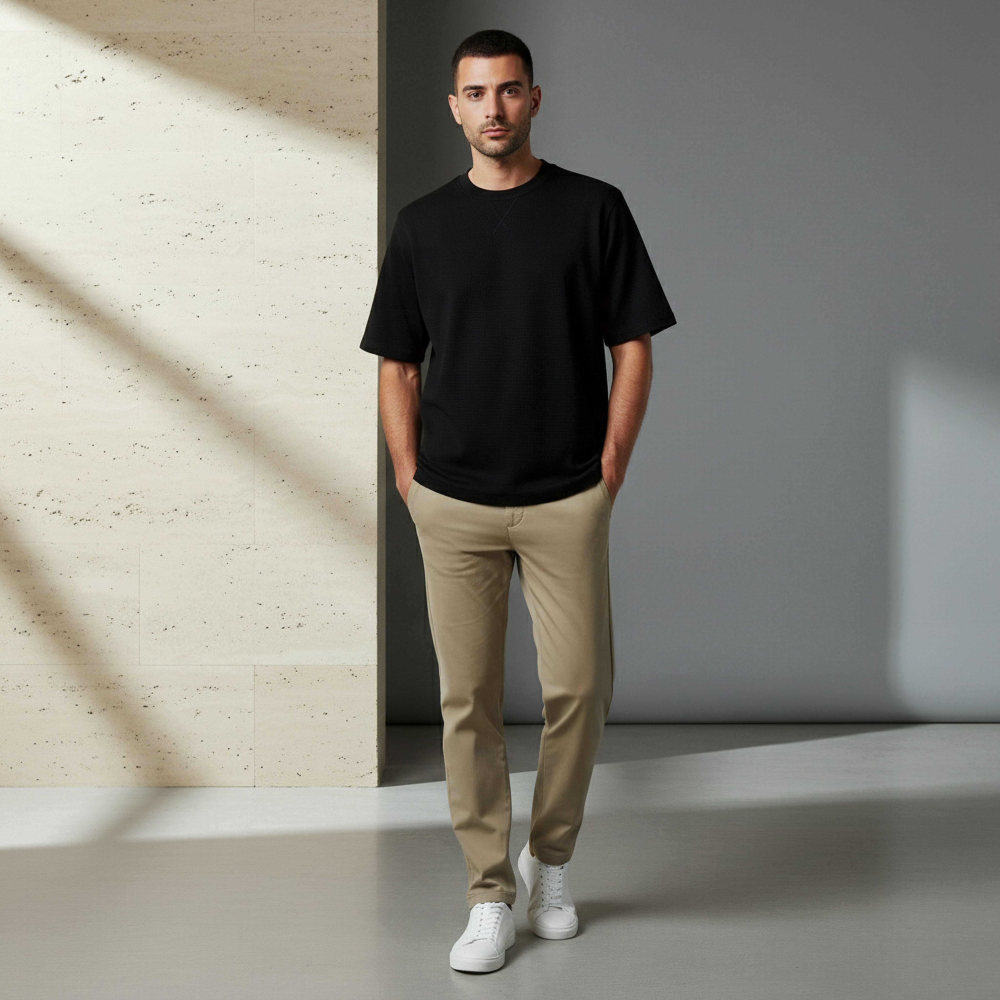 Iconic Men Regular Fit Crew Neck Short Sleeve Textured T-shirt-men-clothing-tshirtsandpolos-tshirts-image-2