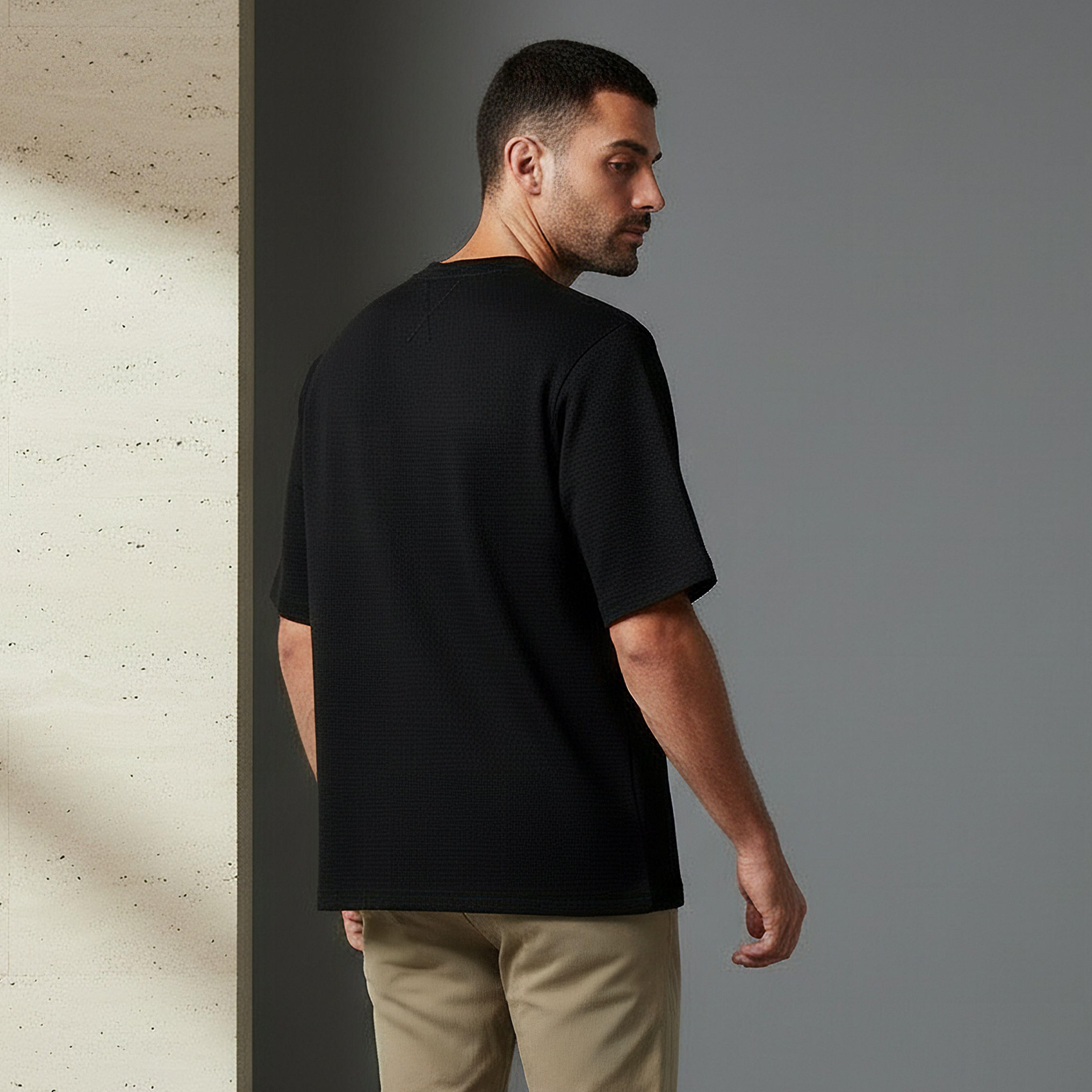 Iconic Men Regular Fit Crew Neck Short Sleeve Textured T-shirt-men-clothing-tshirtsandpolos-tshirts-image-3