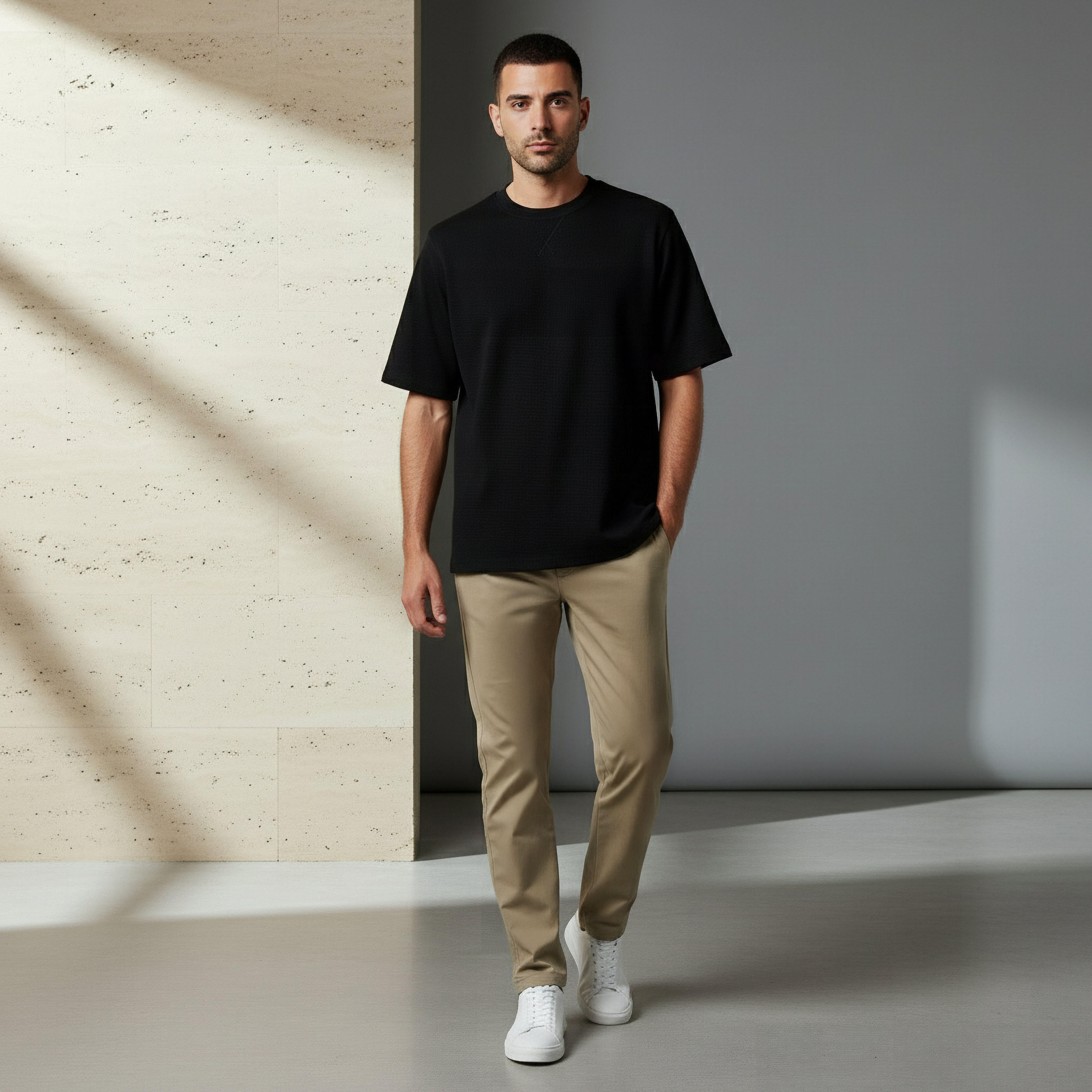Iconic Men Regular Fit Crew Neck Short Sleeve Textured T-shirt-men-clothing-tshirtsandpolos-tshirts-image-5