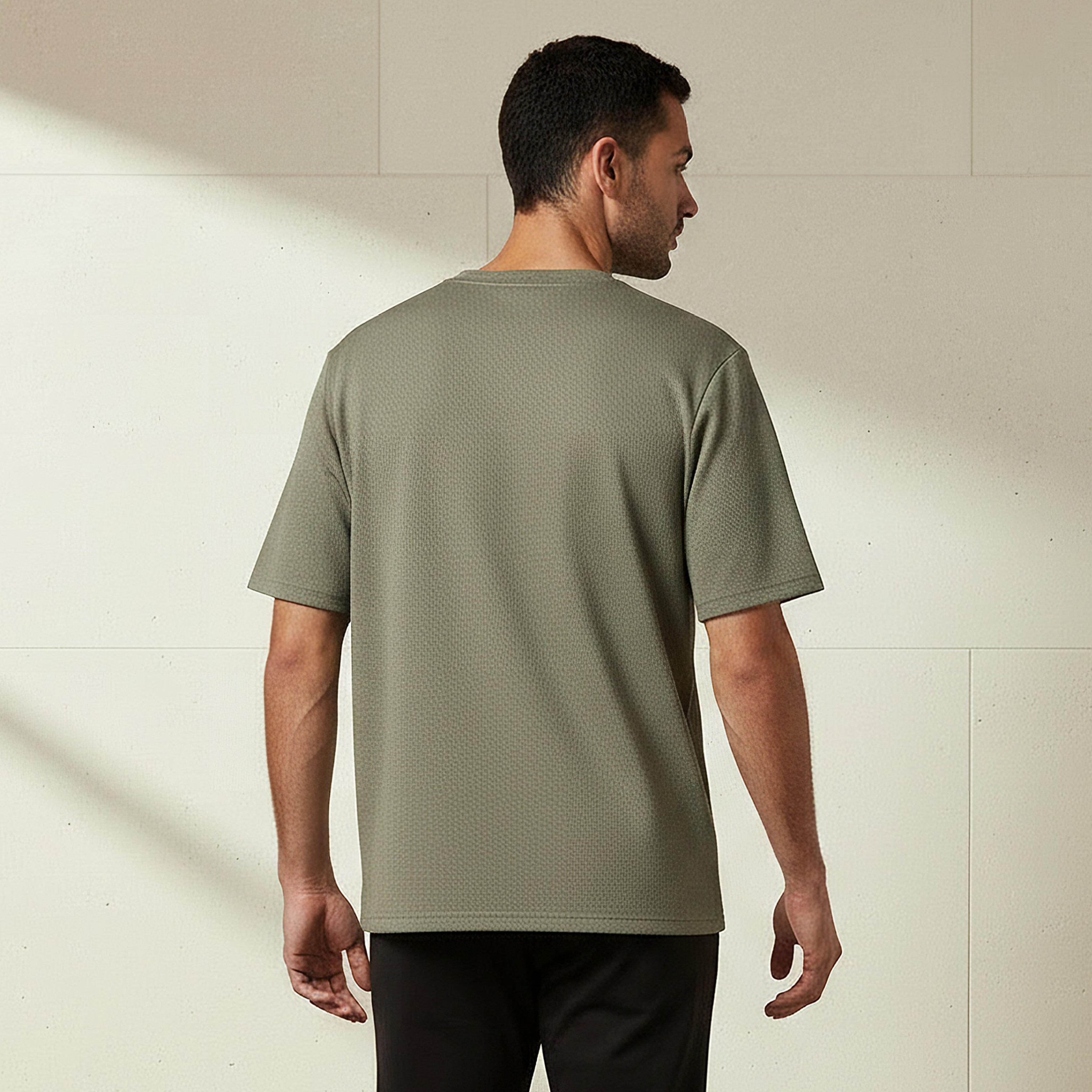 Iconic Men Regular Fit Crew Neck Short Sleeve Textured T-shirt-men-clothing-tshirtsandpolos-tshirts-image-3
