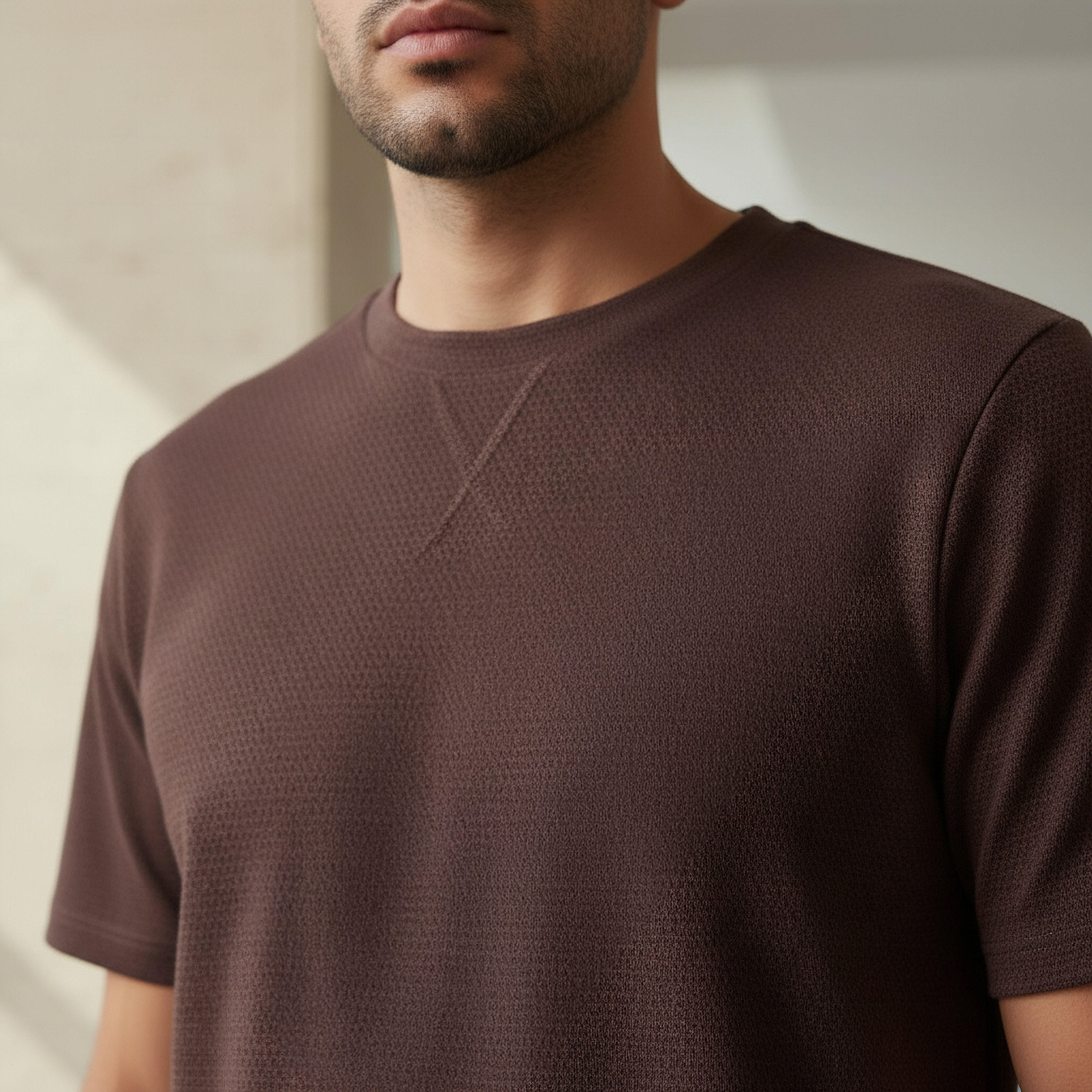 Iconic Men Regular Fit Crew Neck Short Sleeve Textured T-shirt-men-clothing-tshirtsandpolos-tshirts-image-4