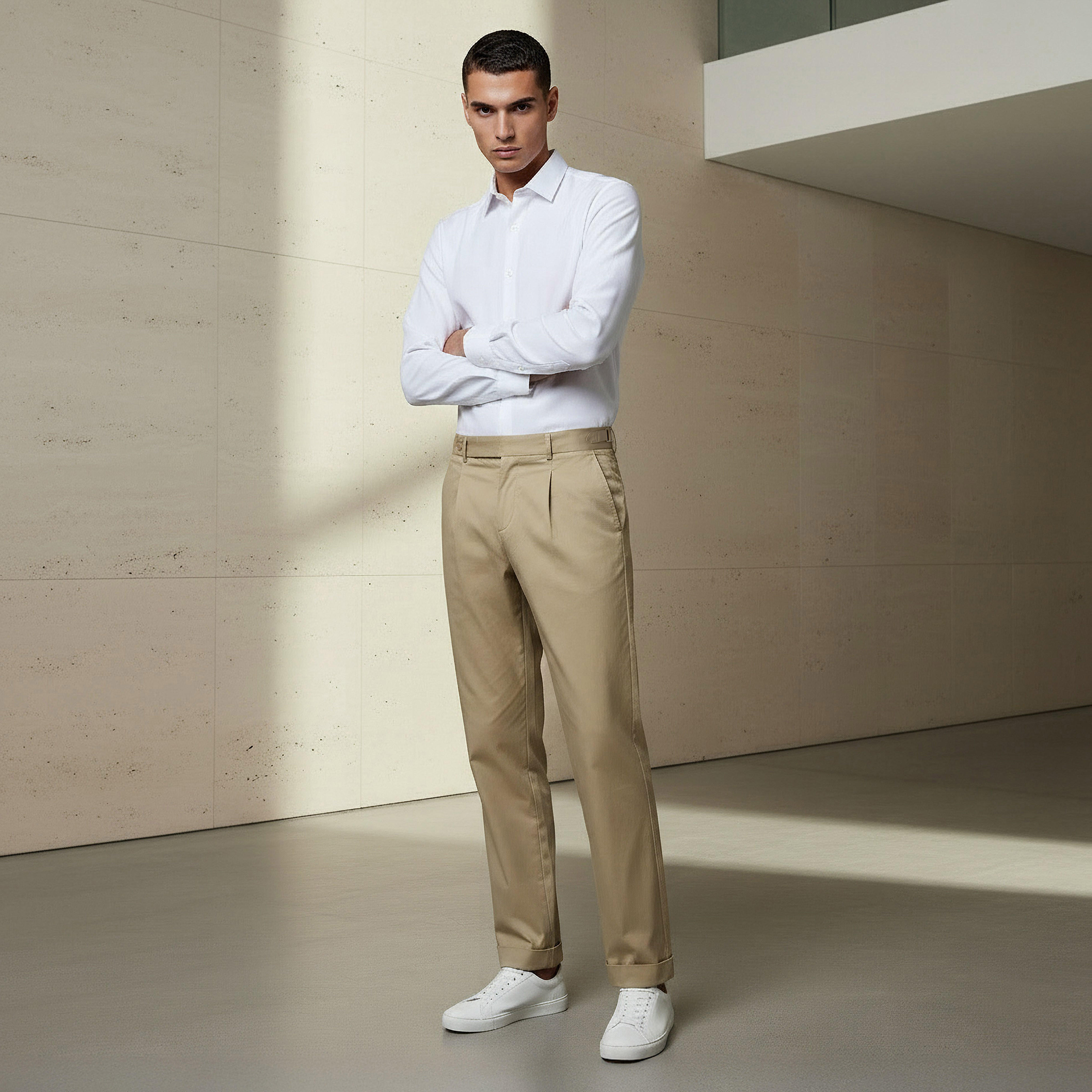 بنطلون بقصة عادية للرجال من آيكونيك-men-clothing-bottoms-trousersandchinos-trousers-image-2