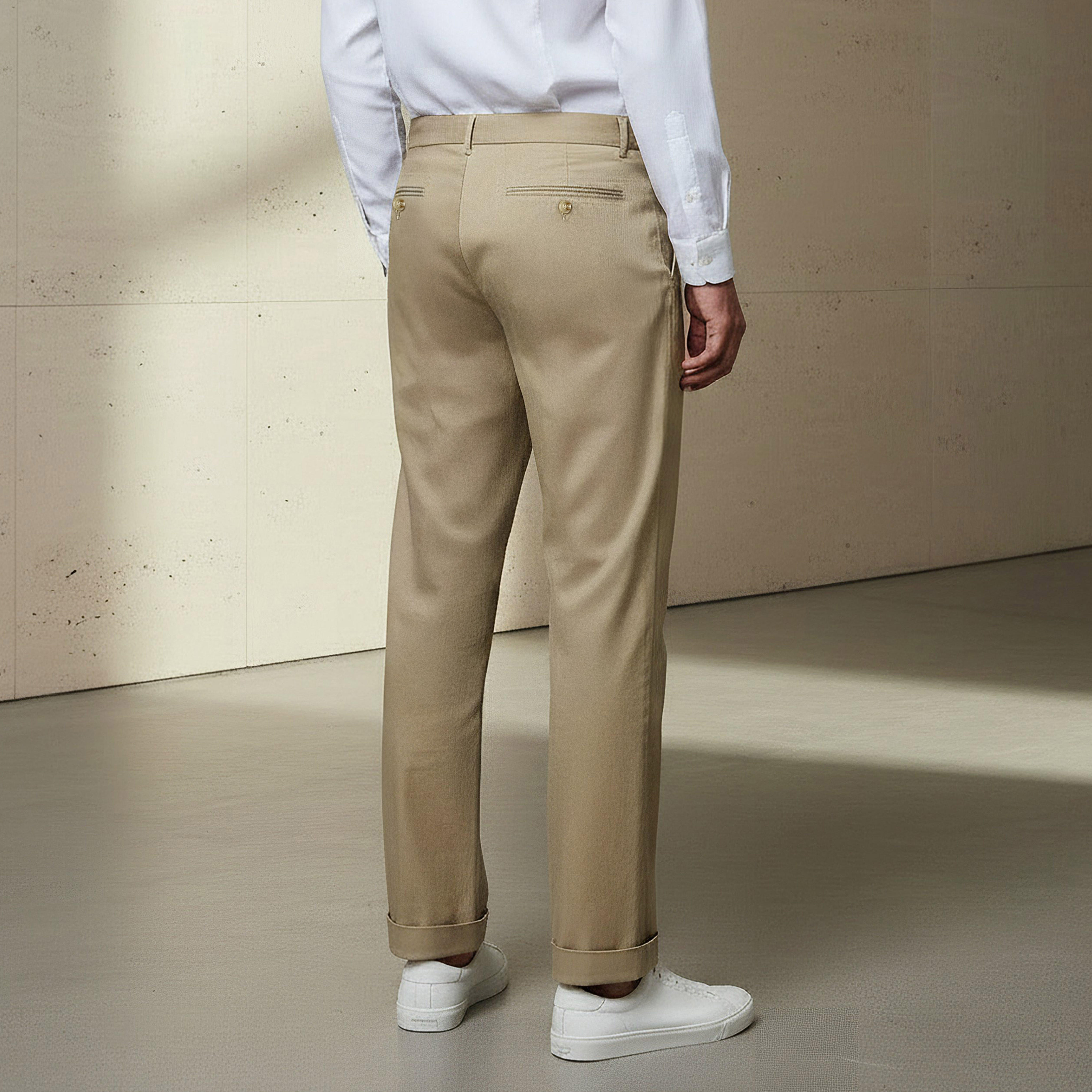 بنطلون بقصة عادية للرجال من آيكونيك-men-clothing-bottoms-trousersandchinos-trousers-image-4