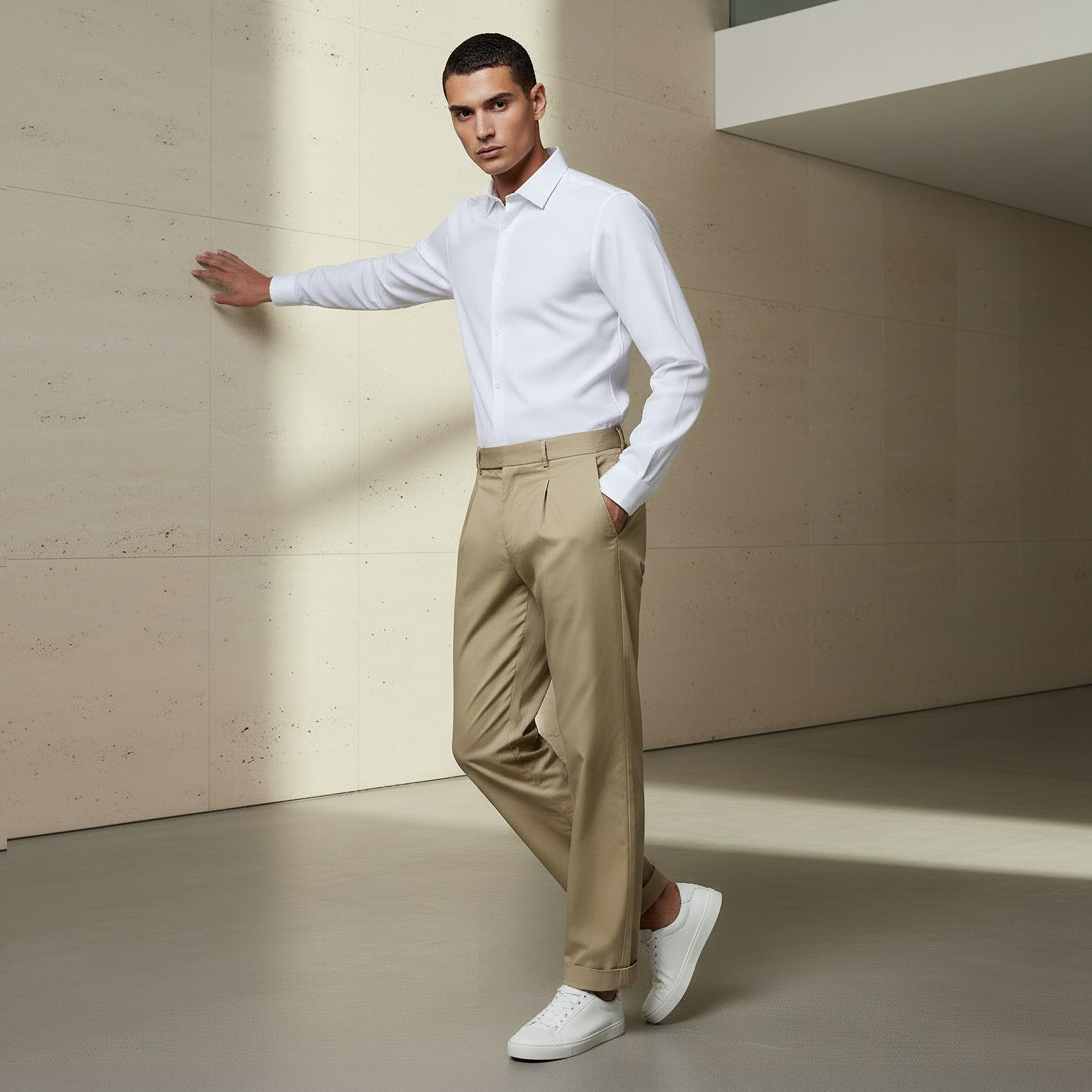 بنطلون بقصة عادية للرجال من آيكونيك-men-clothing-bottoms-trousersandchinos-trousers-image-6