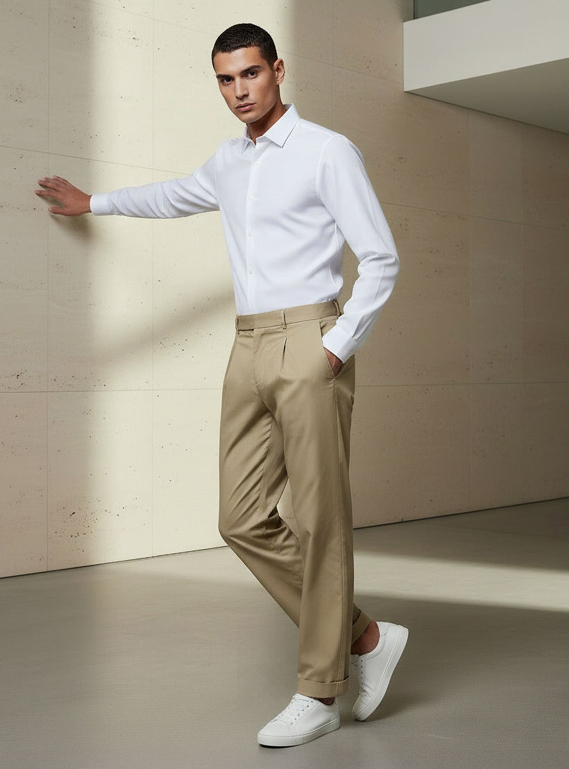 بنطلون بقصة عادية للرجال من آيكونيك-men-clothing-bottoms-trousersandchinos-trousers-image-6