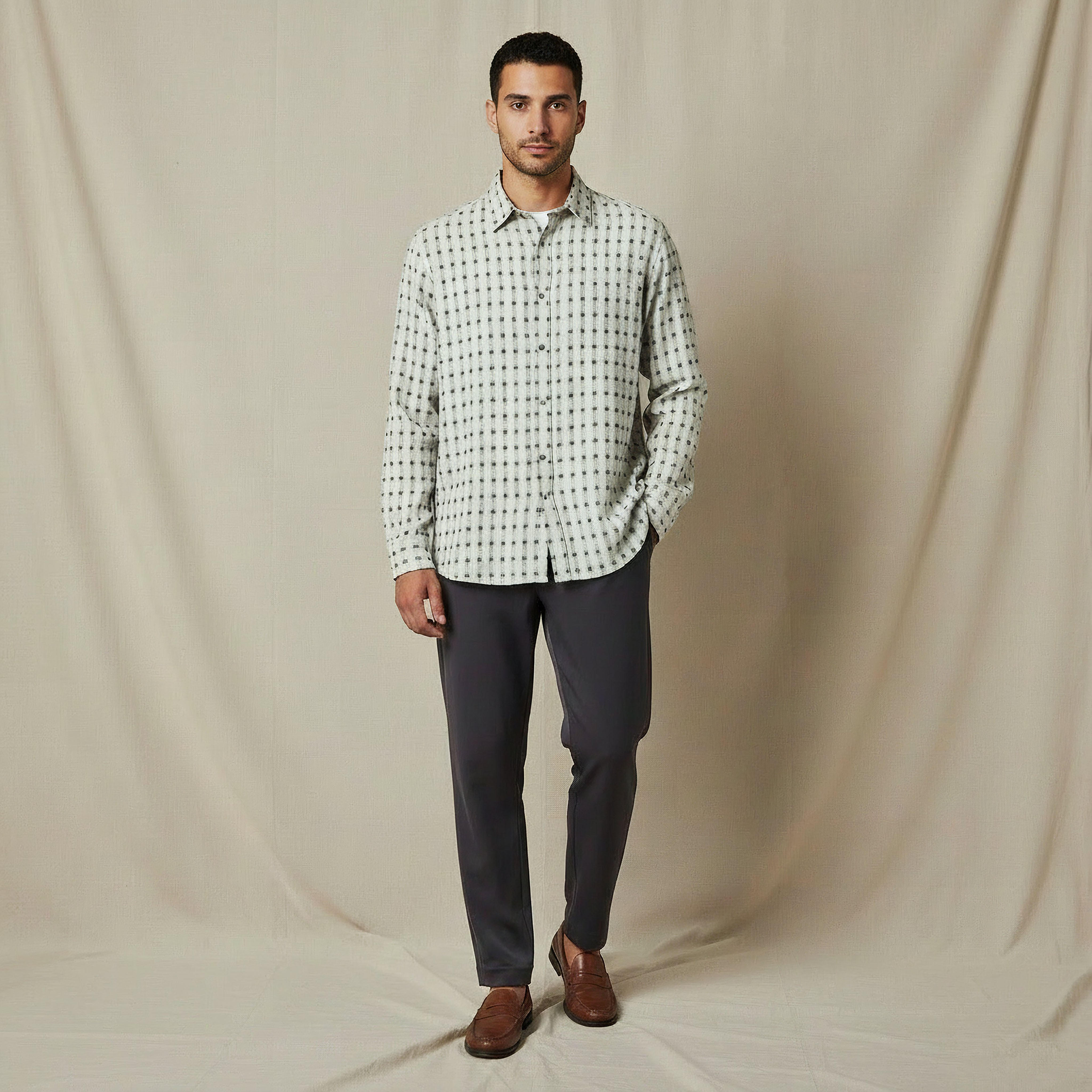 Iconic Men Regular Fit Collared Checked Long Sleeves Shirt-men-clothing-shirts-image-4