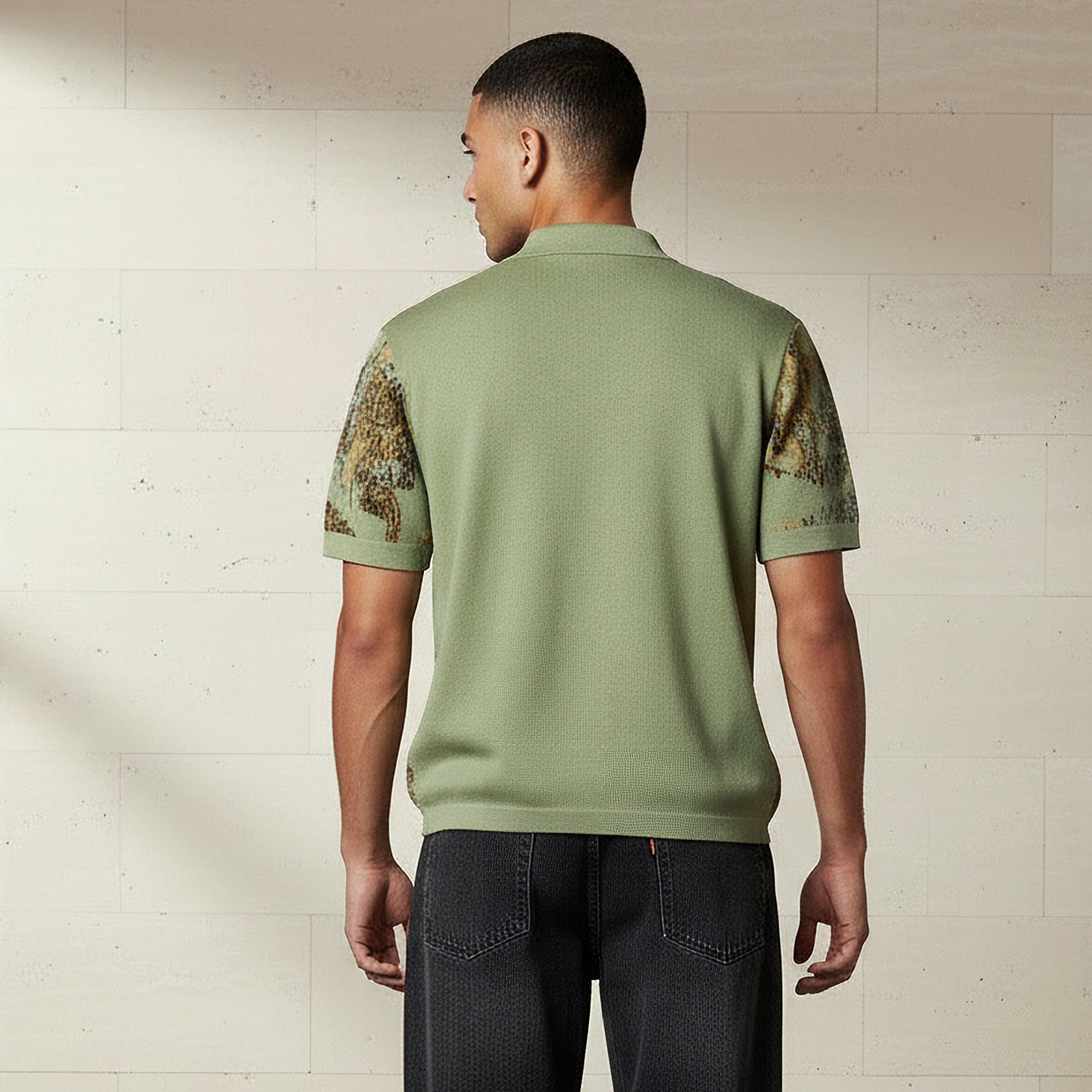 تيشيرت بولو جاكار بقصة عادية وأكمام قصيرة للرجال-men-clothing-tshirtsandpolos-tshirts-image-2