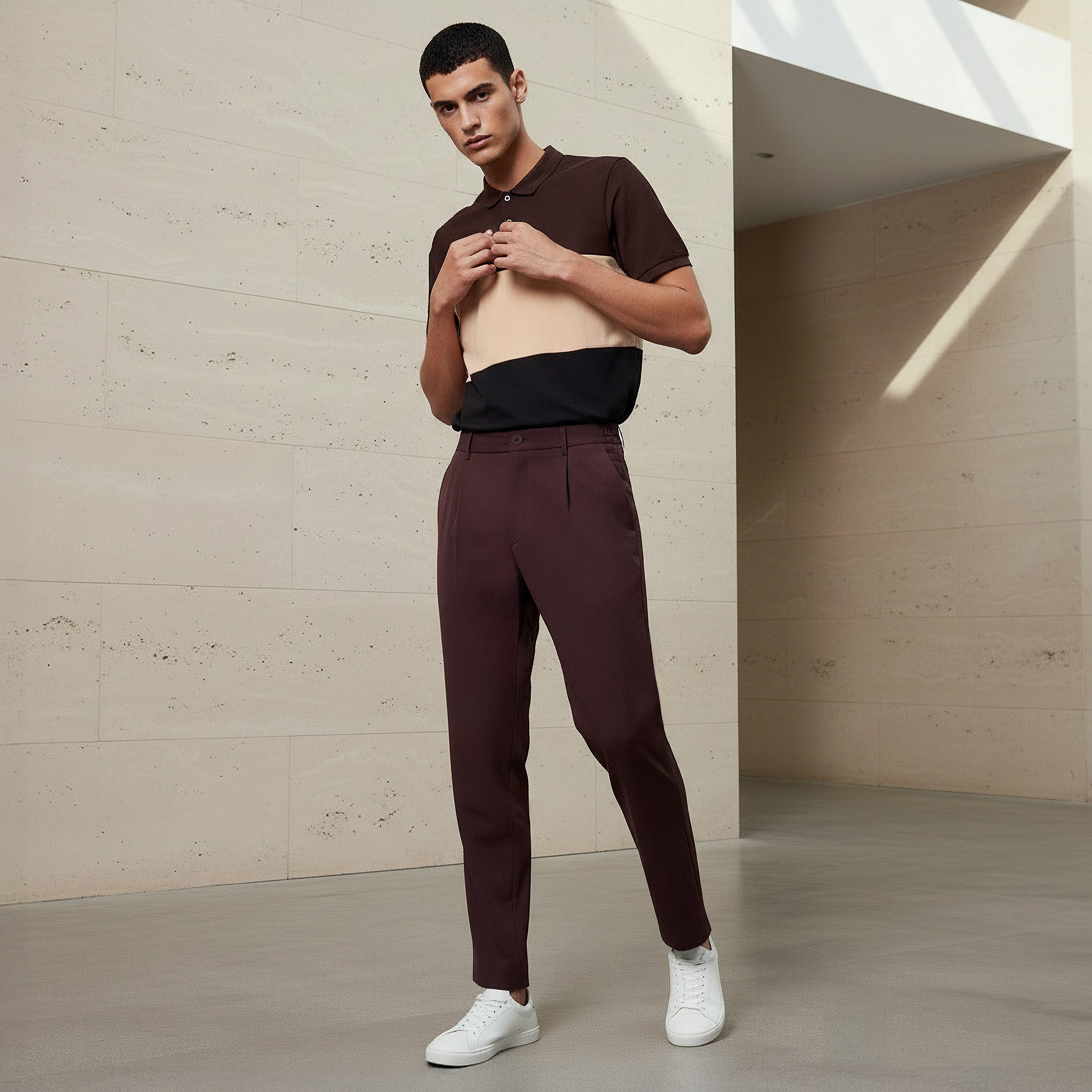 Iconic Men Regular Fit Pleated Trousers-men-clothing-bottoms-trousersandchinos-trousers-image-2