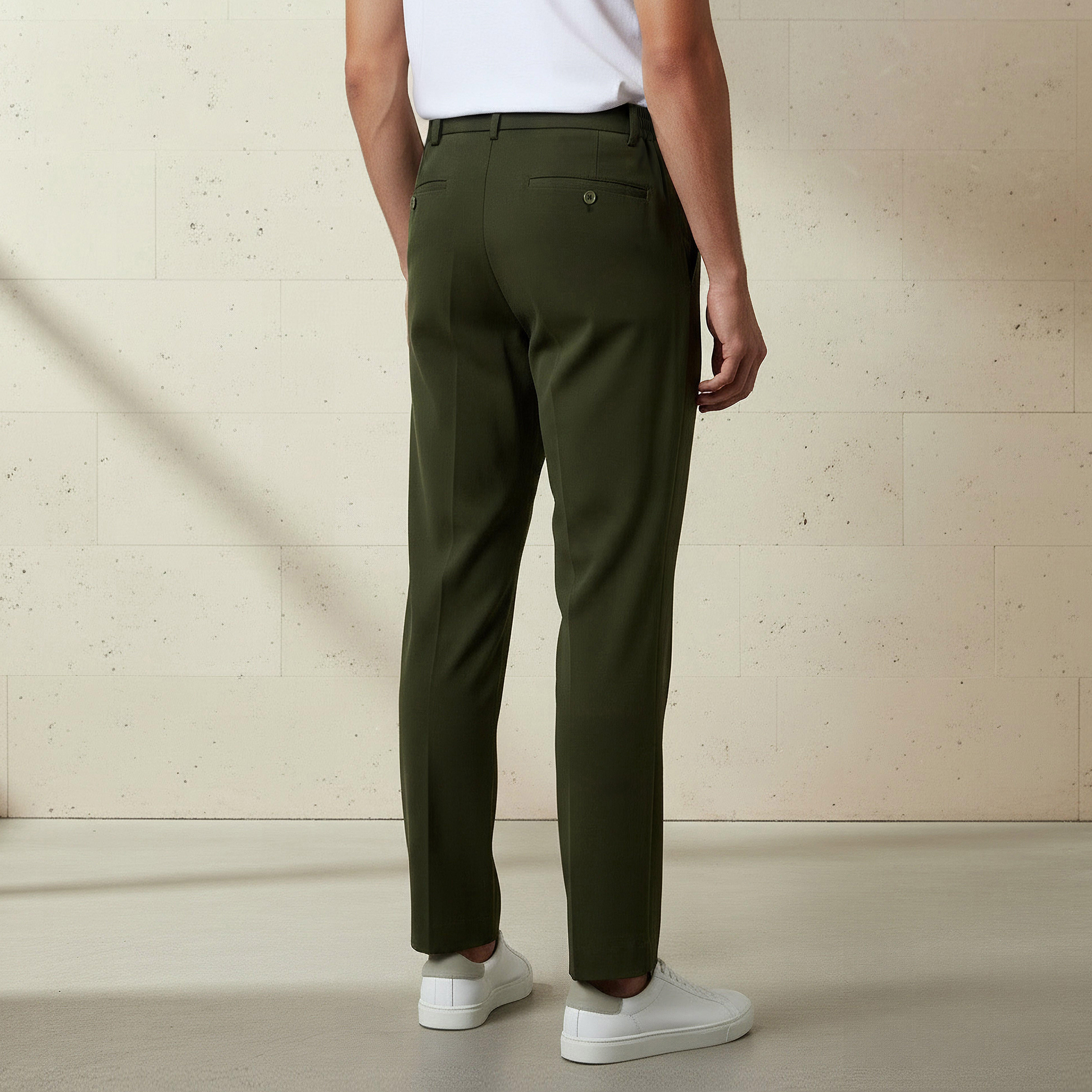 بنطلون بقصة عادية وكسرات للرجال من آيكونيك-men-clothing-bottoms-trousersandchinos-trousers-image-2