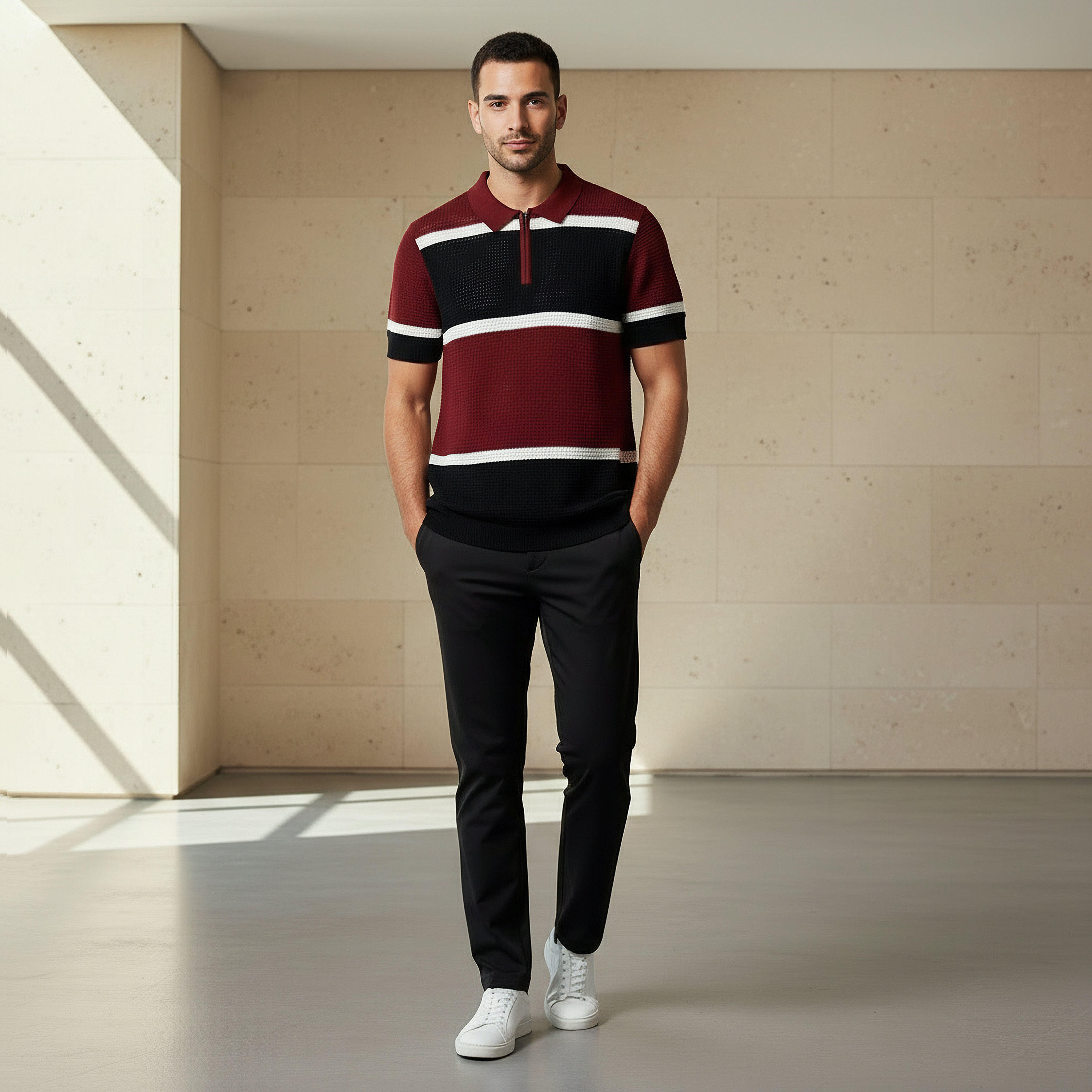 Iconic Men Short Sleeves Striped Polo T-shirt-men-clothing-tshirtsandpolos-polos-image-5