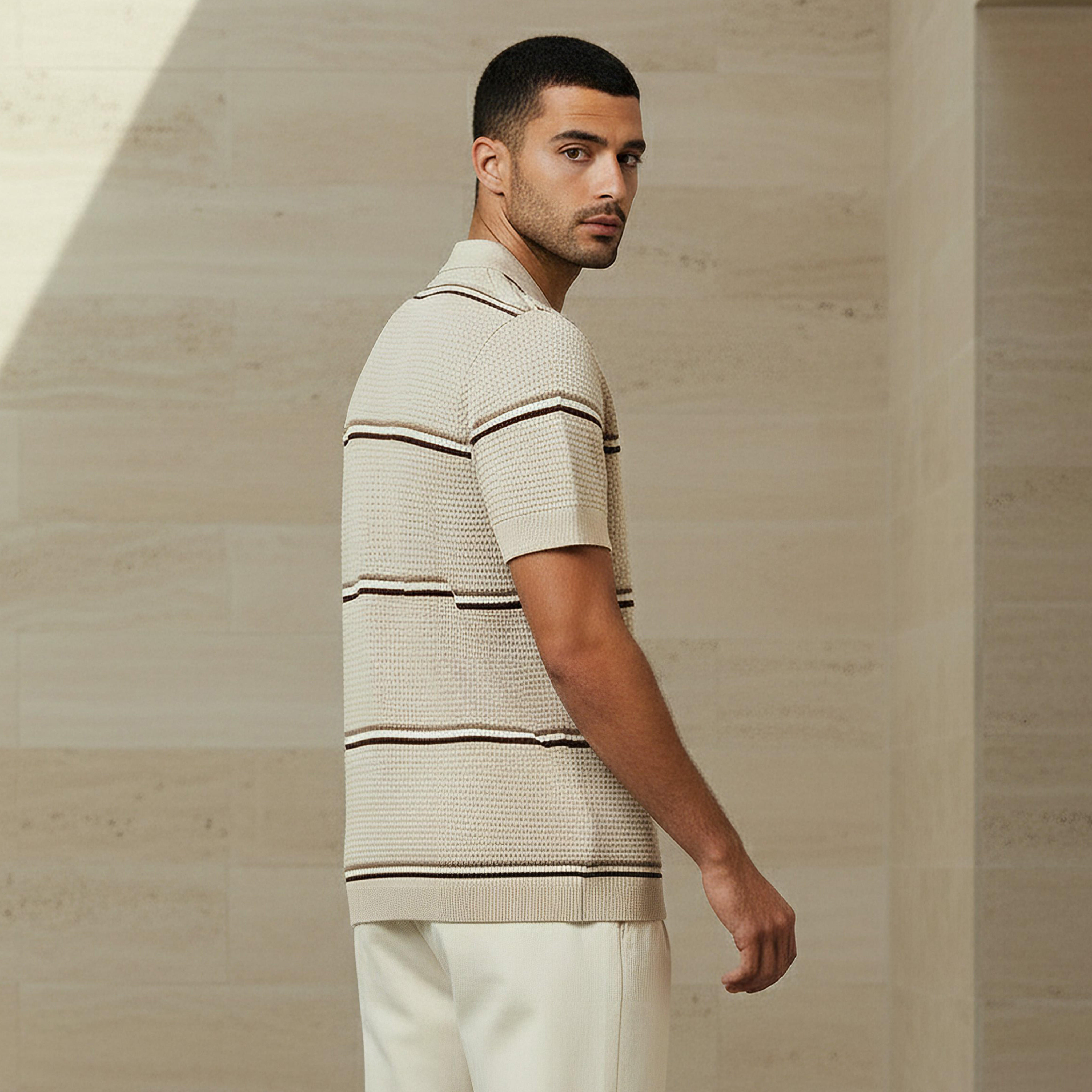 Iconic Men Short Sleeve Striped Polo T-shirt-men-clothing-tshirtsandpolos-polos-image-3