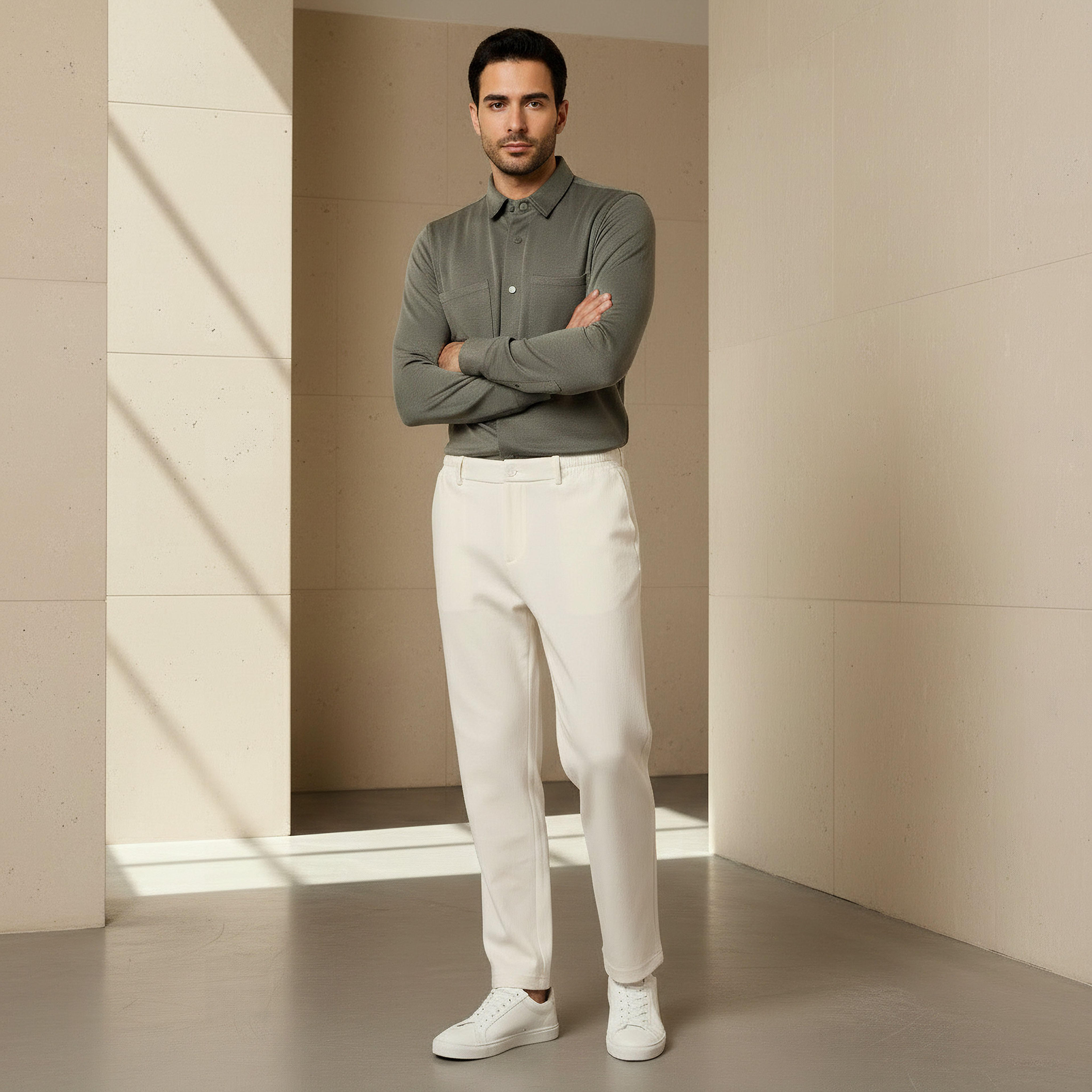 Iconic Men Regular Fit Trousers-men-clothing-coordsets-image-2