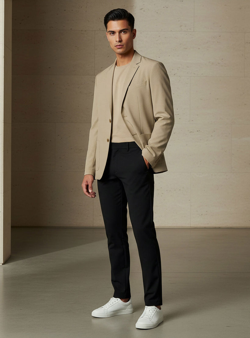 بليزر بقصة سليم وياقة مطوية للرجال من آيكونيك-men-winterwear-jacketsandblazers-image-2