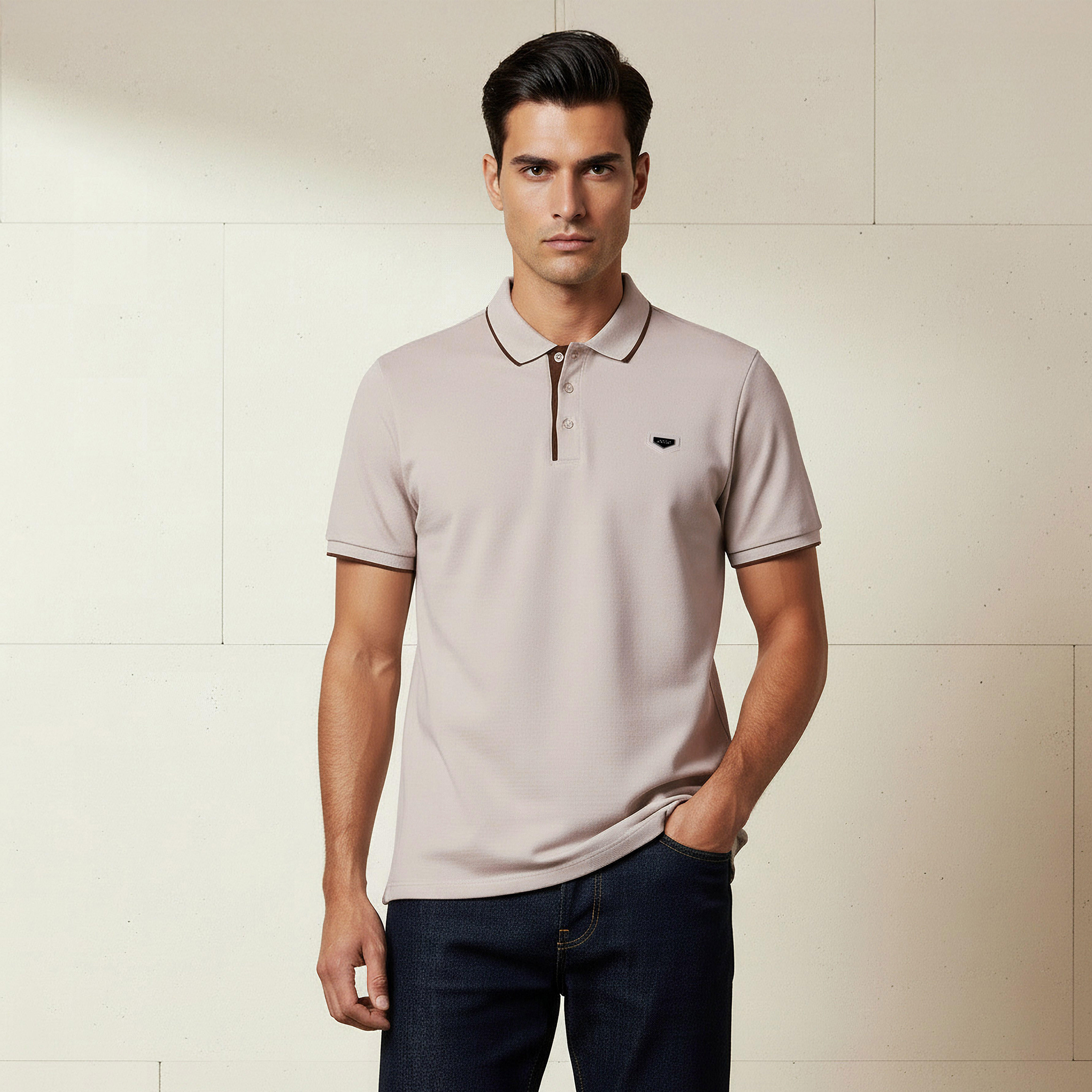 Iconic Men Short Sleeve Badge Accent Polo T-shirt-men-clothing-tshirtsandpolos-polos-image-1