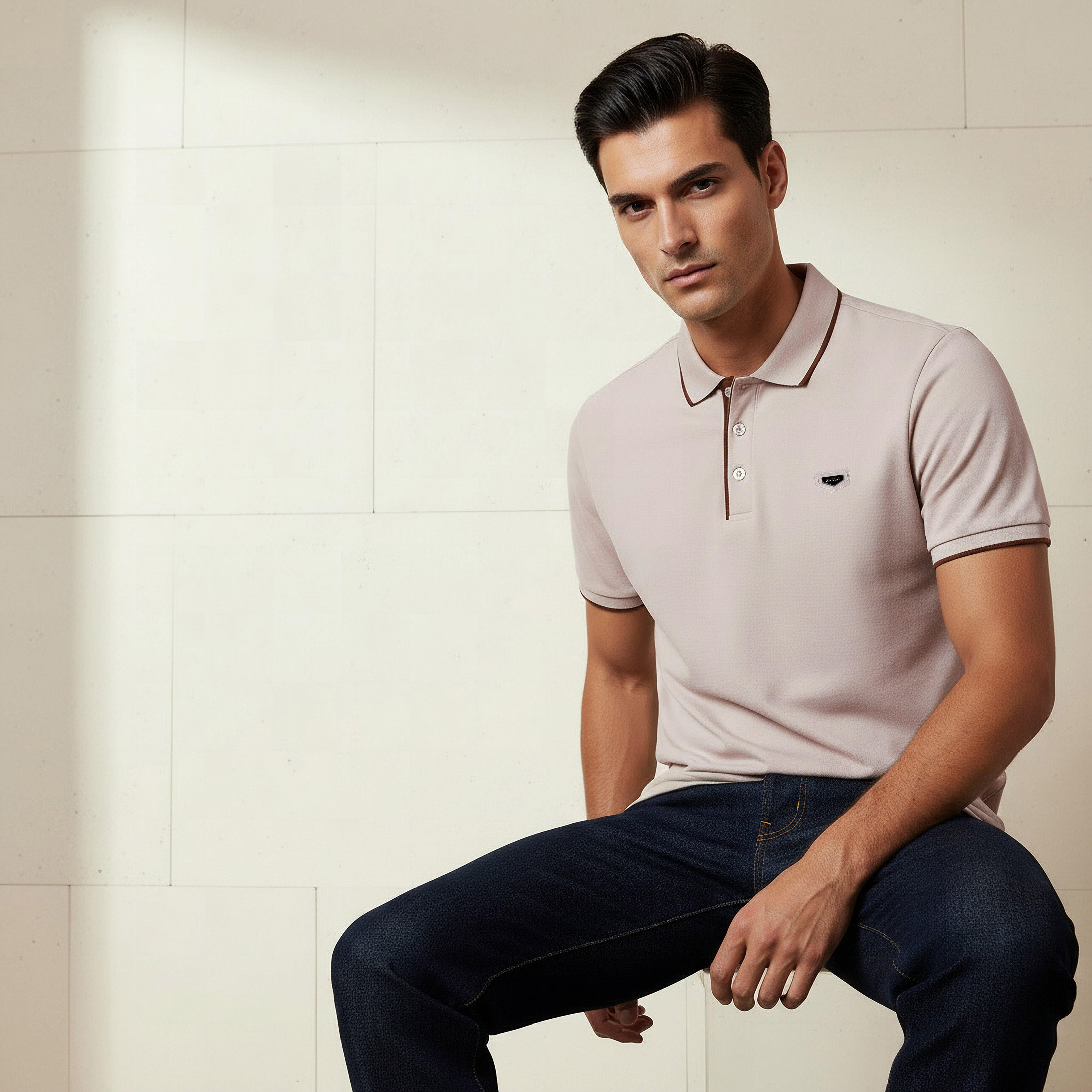 Iconic Men Short Sleeve Badge Accent Polo T-shirt-men-clothing-tshirtsandpolos-polos-image-5