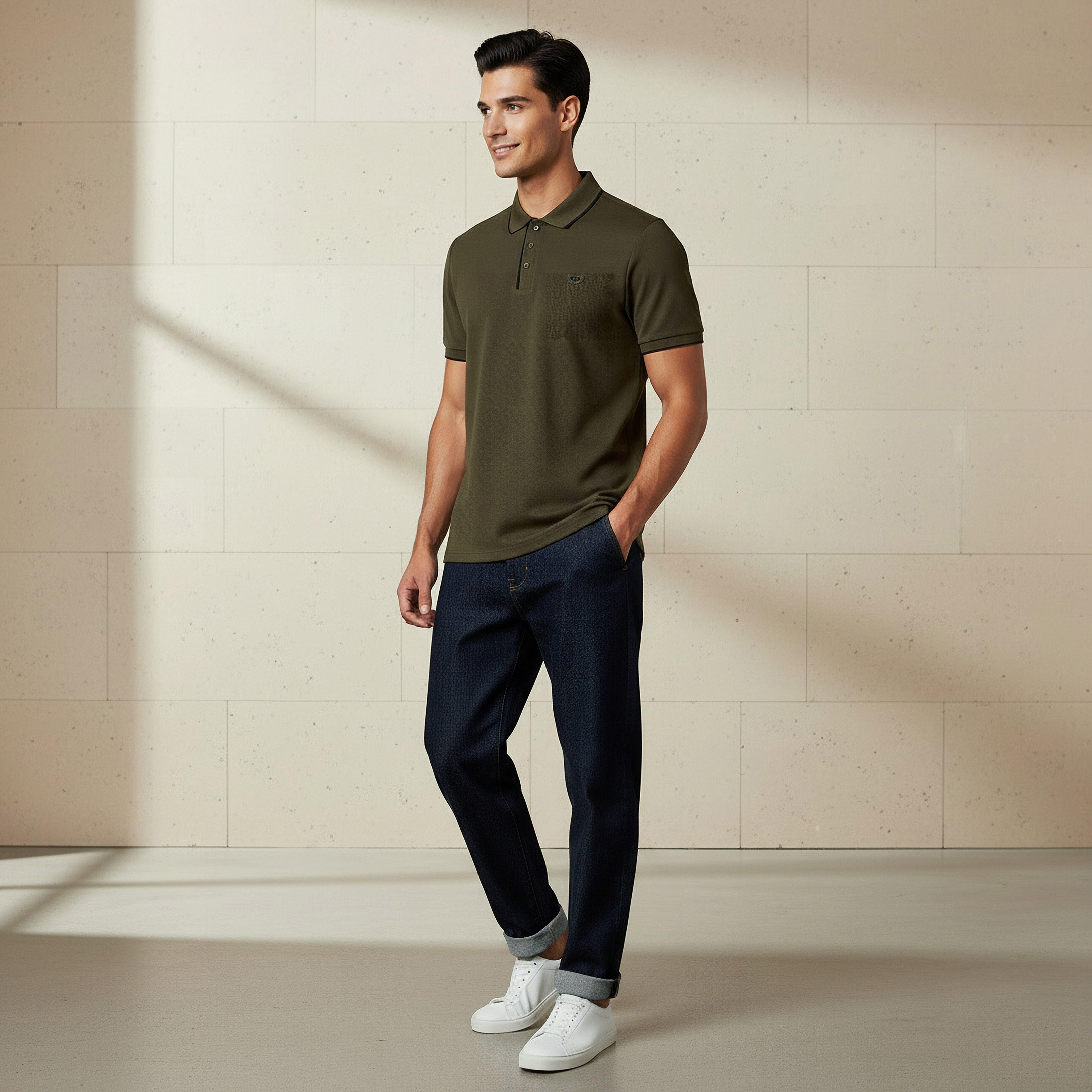 Iconic Men Short Sleeve Badge Accent Polo T-shirt-men-clothing-tshirtsandpolos-polos-image-2